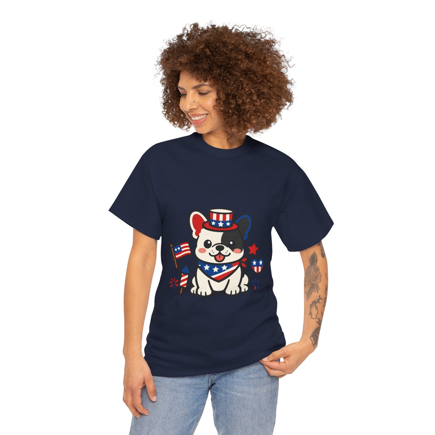 Cute Patriotic French Bulldog Shirt, Kawaii frenchie Fourth of July Tee, American Flag Puppy Shirt, USA Dog Lover Gift, Patriotic Frenchie