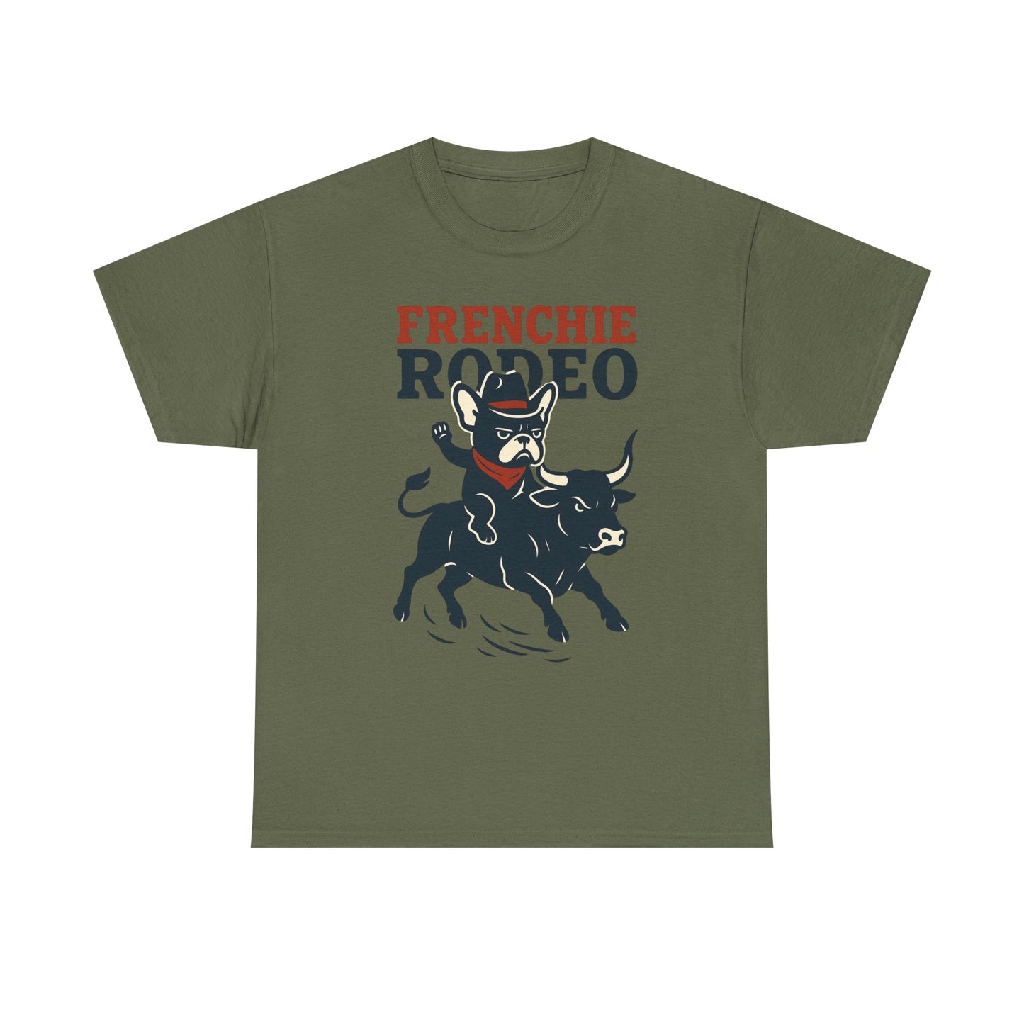 Frenchie Rodeo T-Shirt | Cowboy French Bulldog Graphic Tee | Funny Western Dog Lover Shirt | Frenchie Bull Rider Gift | Rodeo Style Tee