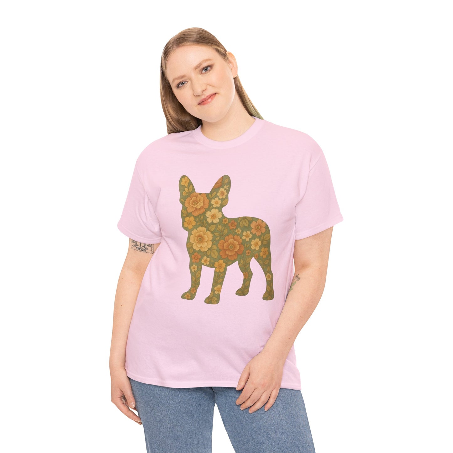 Floral Frenchie T-Shirt | Retro Flower French Bulldog Tee | Boho Dog Mom Shirt | Cute Pet Lover Gift | Vintage Botanical Dog Graphic Tee