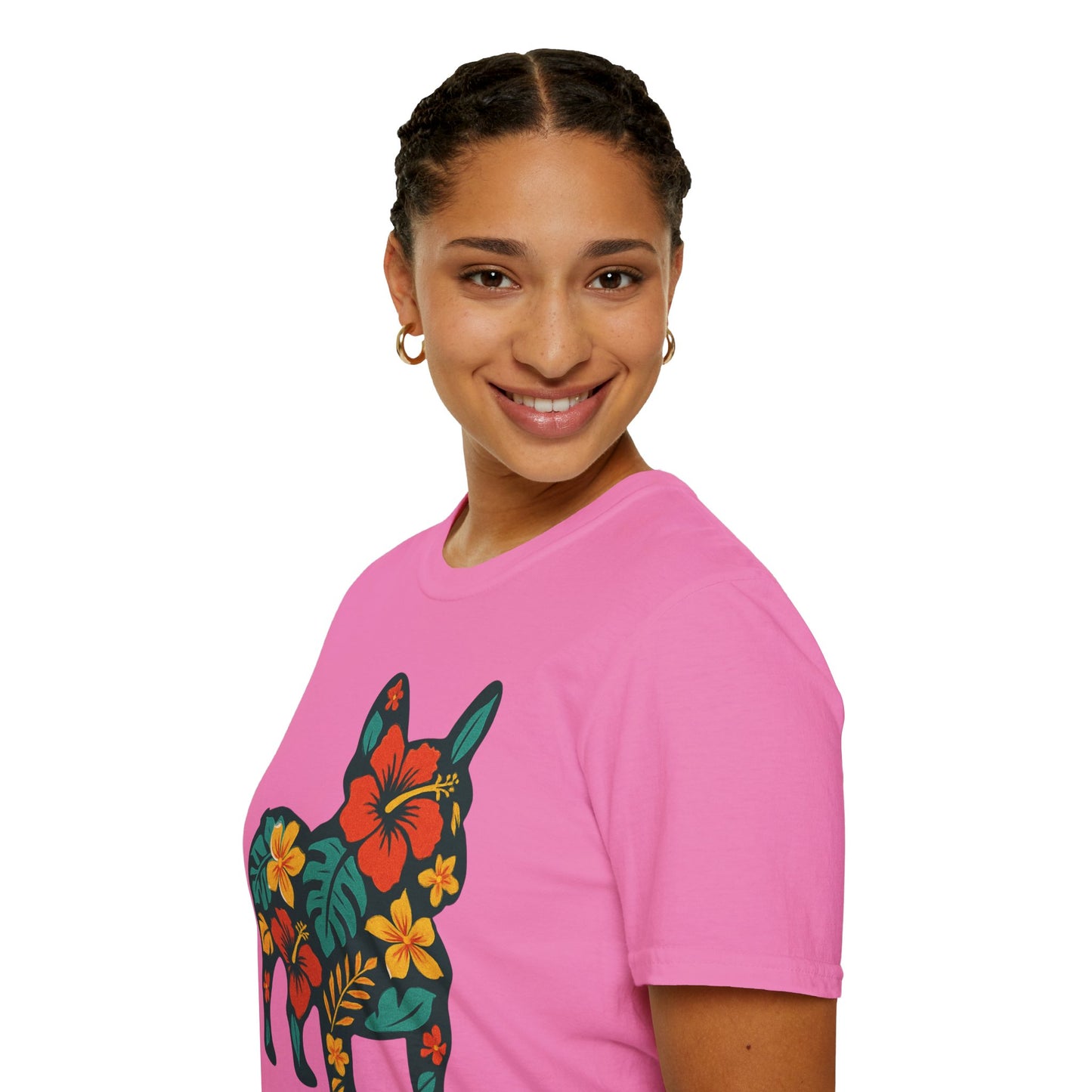 Hawaiian Frenchie Shirt | Floral French Bulldog T-Shirt | Tropical Dog Lover Tee | Cute Summer Frenchie Gift | Hibiscus Dog Silhouette