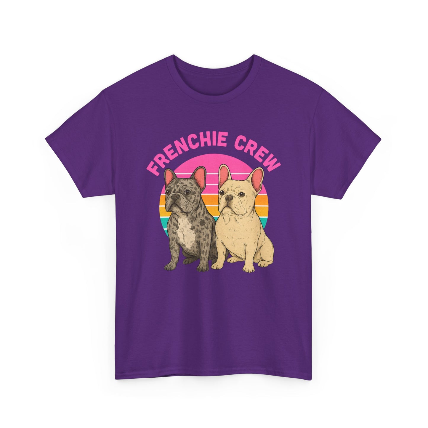 Frenchie Crew T-Shirt | Retro French Bulldog Tee | Merle & Cream Frenchie Dog Lover Shirt | Cute Gift for Frenchie Moms & Dads