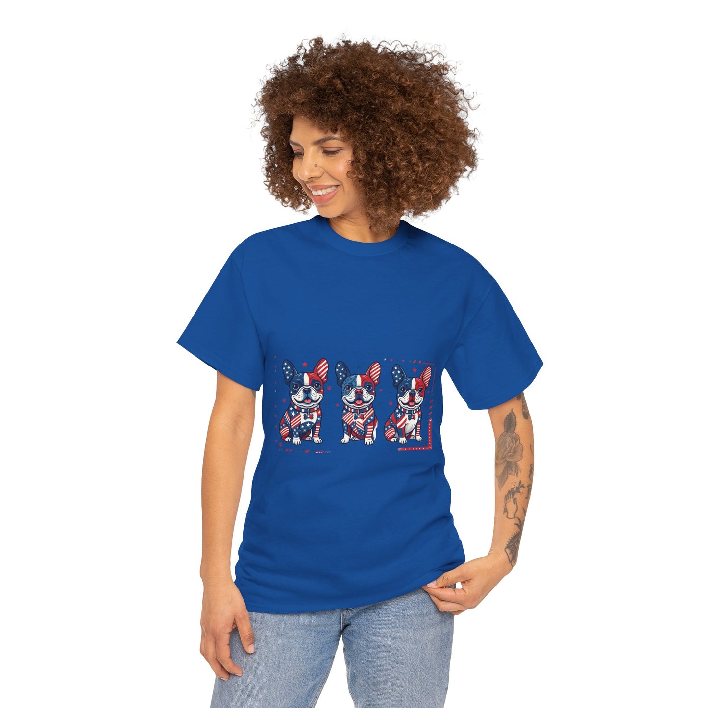 Patriotic French Bulldog Shirt, American Flag Frenchie Trio Tee, Fourth of July Dog Lover Shirt, USA French Bulldog Gift, Frenchie Mom Shirt
