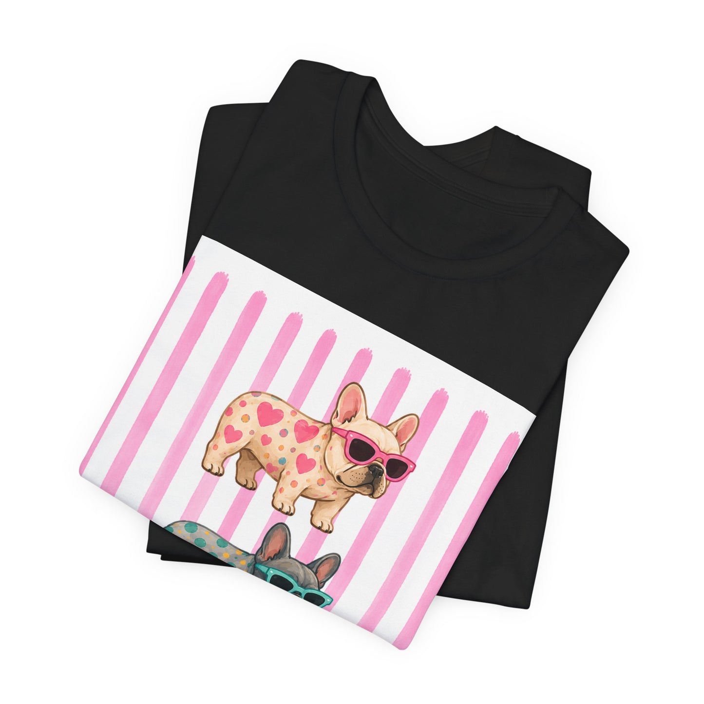 Cute French Bulldog Shirt, Pink Frenchie Sunglasses Tee, Colorful Frenchie Graphic Shirt, Dog Mom Gift, French Bulldog Lover T-Shirt