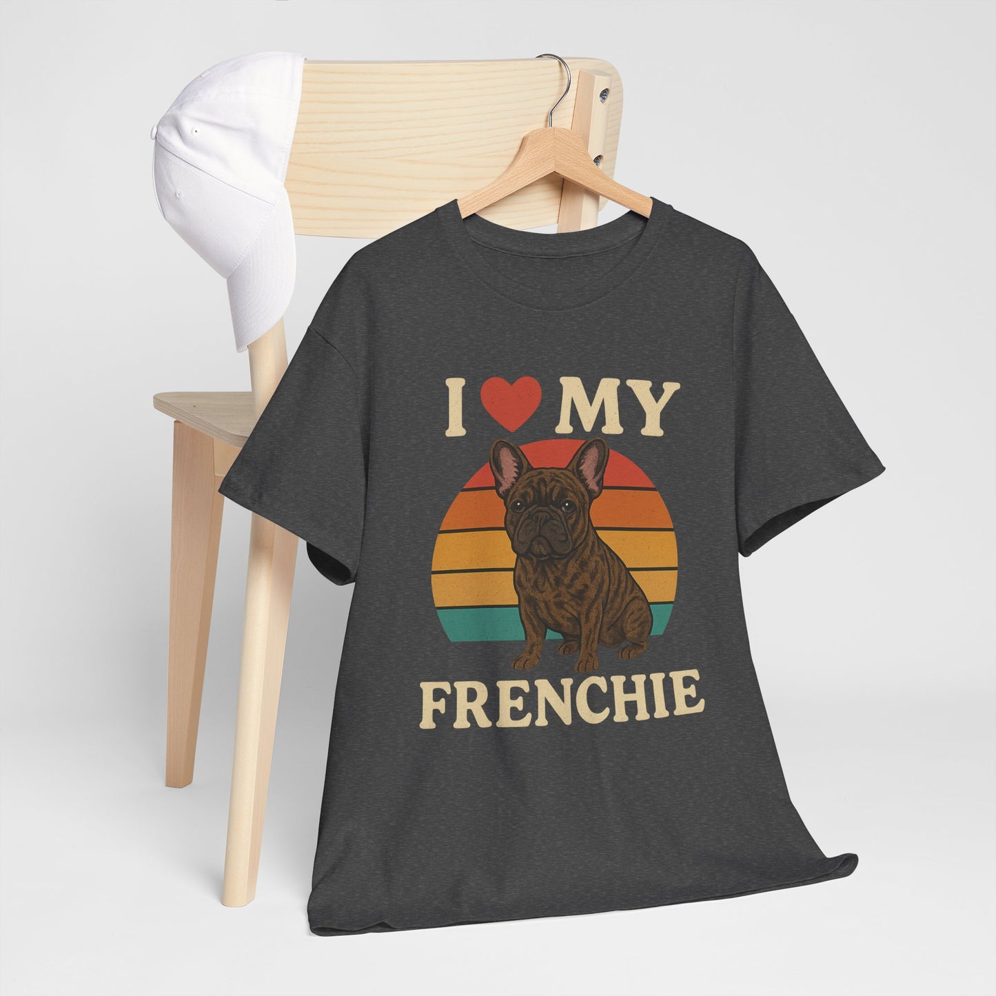 I Love My Frenchie T-Shirt | Retro French Bulldog Tee | Vintage Dog Lover Gift | Frenchie Mom & Dad Shirt | Brindle Bulldog Graphic Top