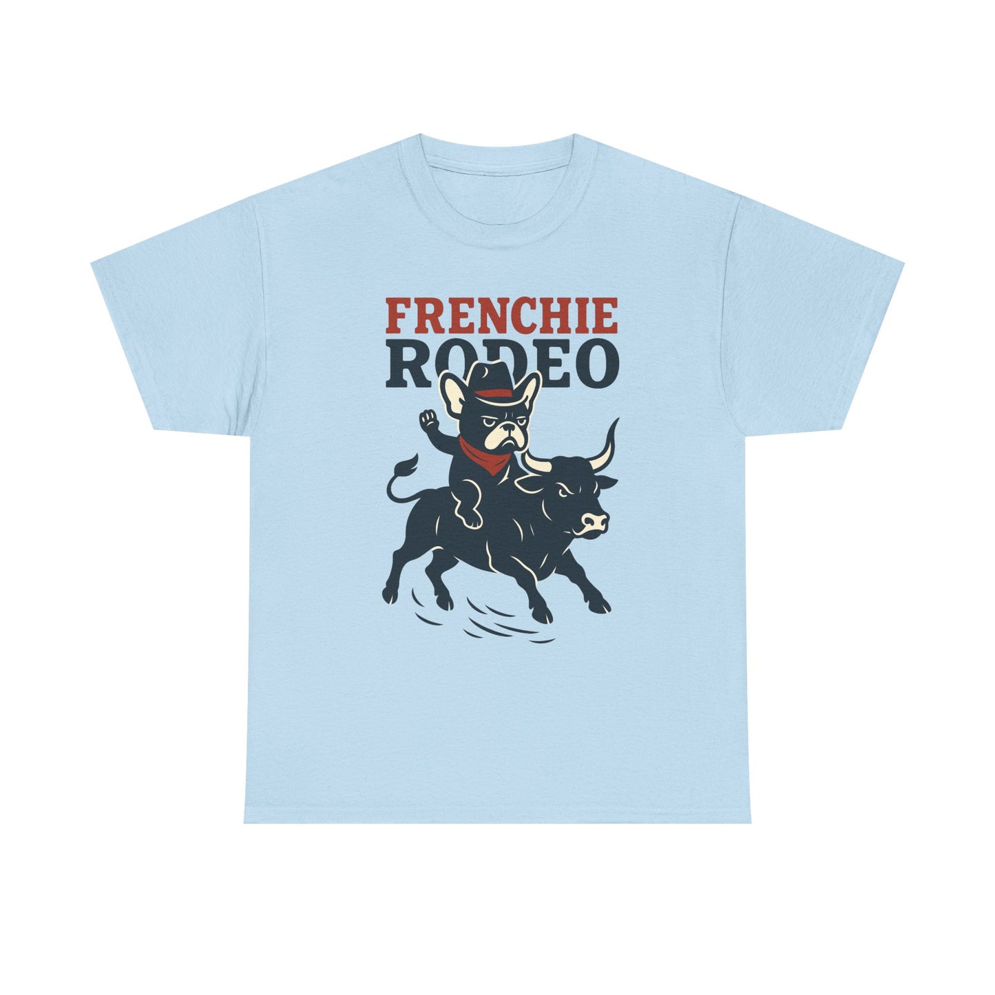 Frenchie Rodeo T-Shirt | Cowboy French Bulldog Graphic Tee | Funny Western Dog Lover Shirt | Frenchie Bull Rider Gift | Rodeo Style Tee