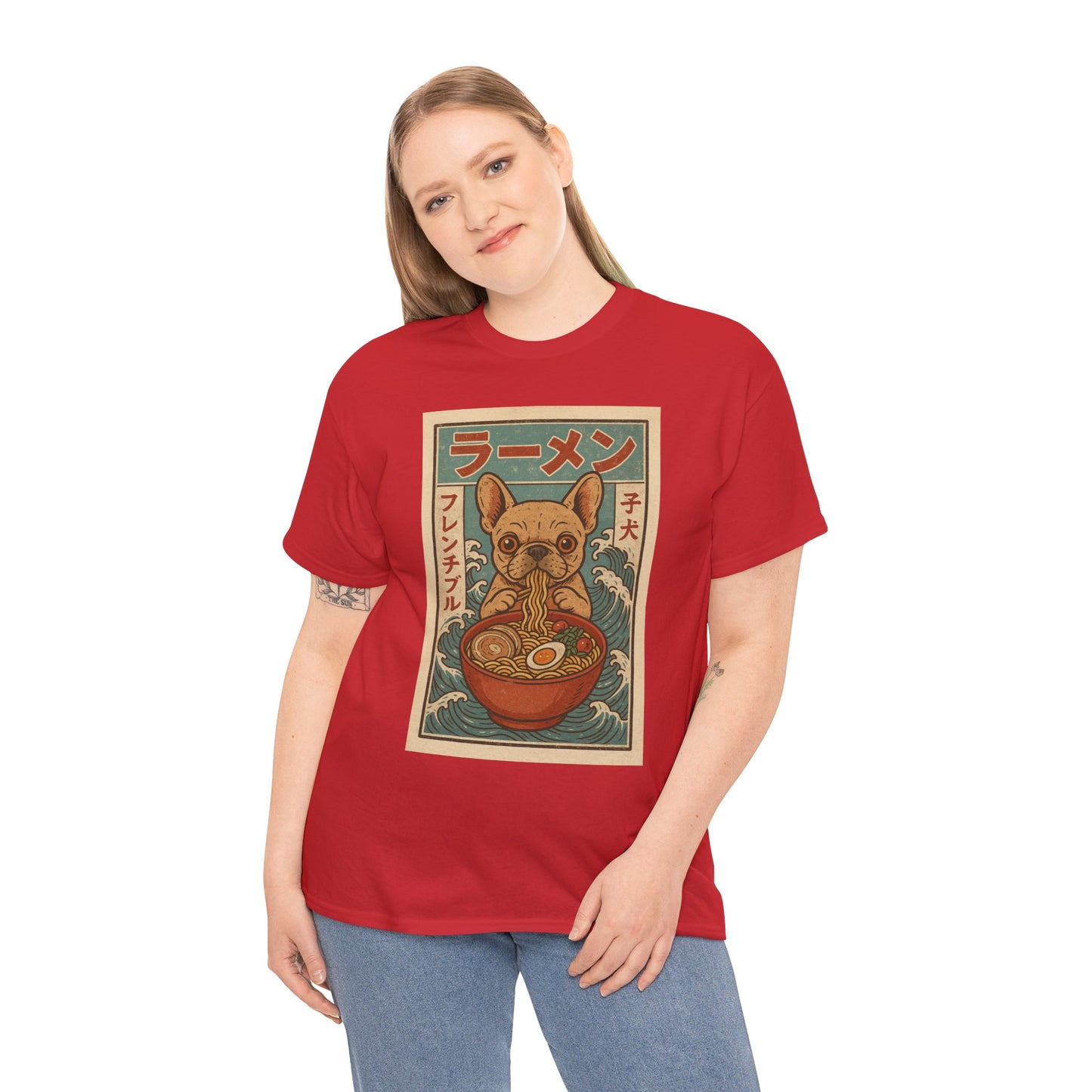 Frenchie Ramen T-Shirt – Vintage Japanese Poster Style French Bulldog Tee, Retro Dog Lover Shirt, Cute Anime-Inspired Gift
