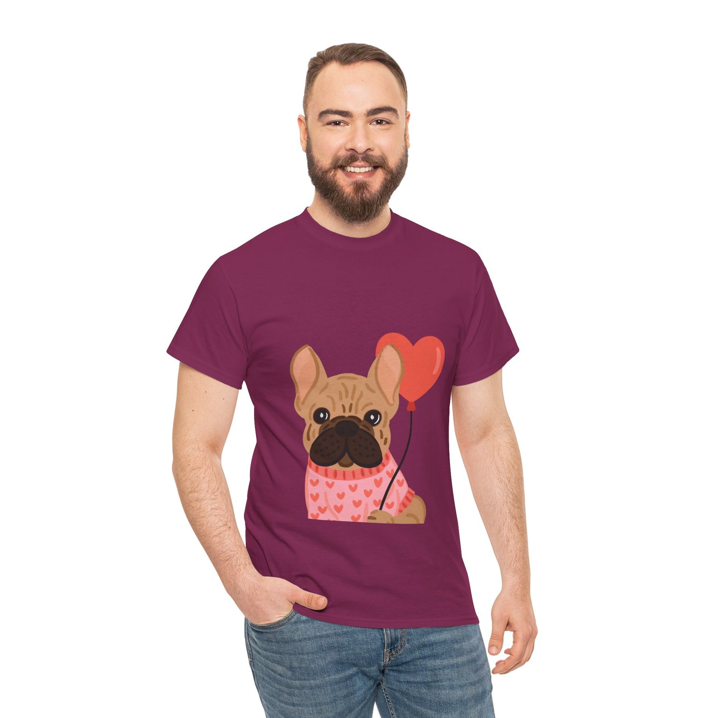 Valentine French Bulldog Shirt, Cute Frenchie Heart Balloon Tee, French Bulldog Valentine Gift, Dog Mom Valentine’s Shirt, Frenchie Love Tee