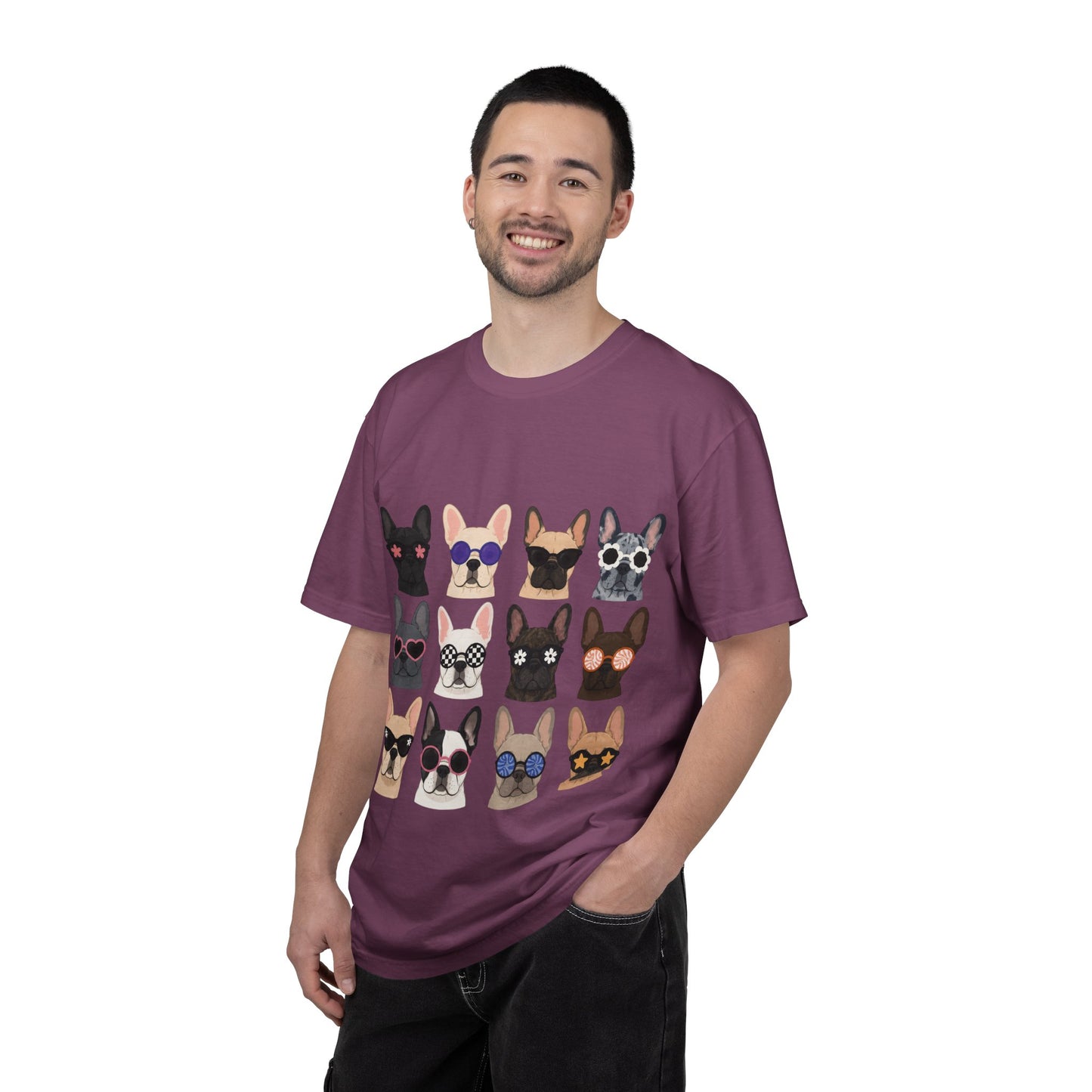 French Bulldog Sunglasses Shirt, Frenchie Faces Tee, Cute French Bulldog Shirt, Colorful Frenchie Dog Lover Gift, Dog Mom Graphic Tee