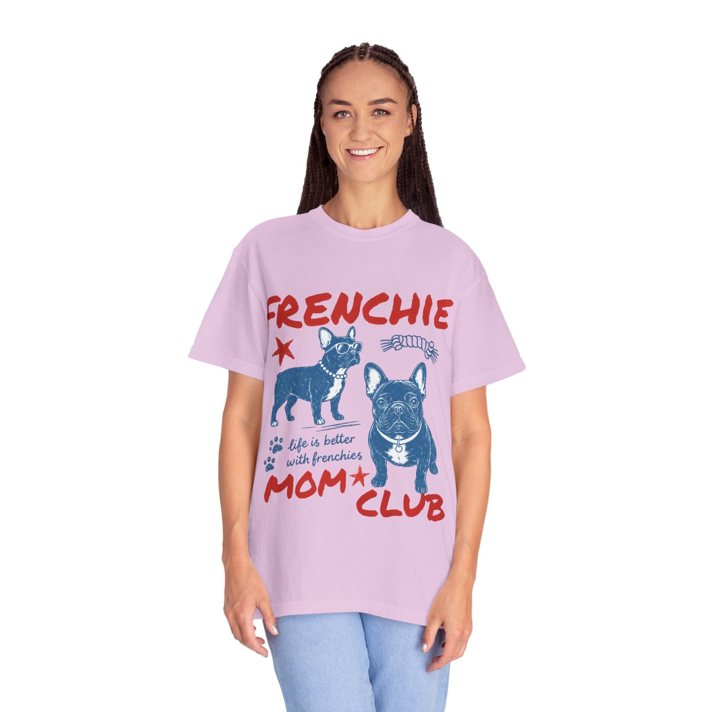 Frenchie Mom Club Shirt, French Bulldog Mom Tee, Frenchie Mama Shirt, Dog Mom Gift, Vintage French Bulldog Graphic Tee, Frenchie Lover Shirt