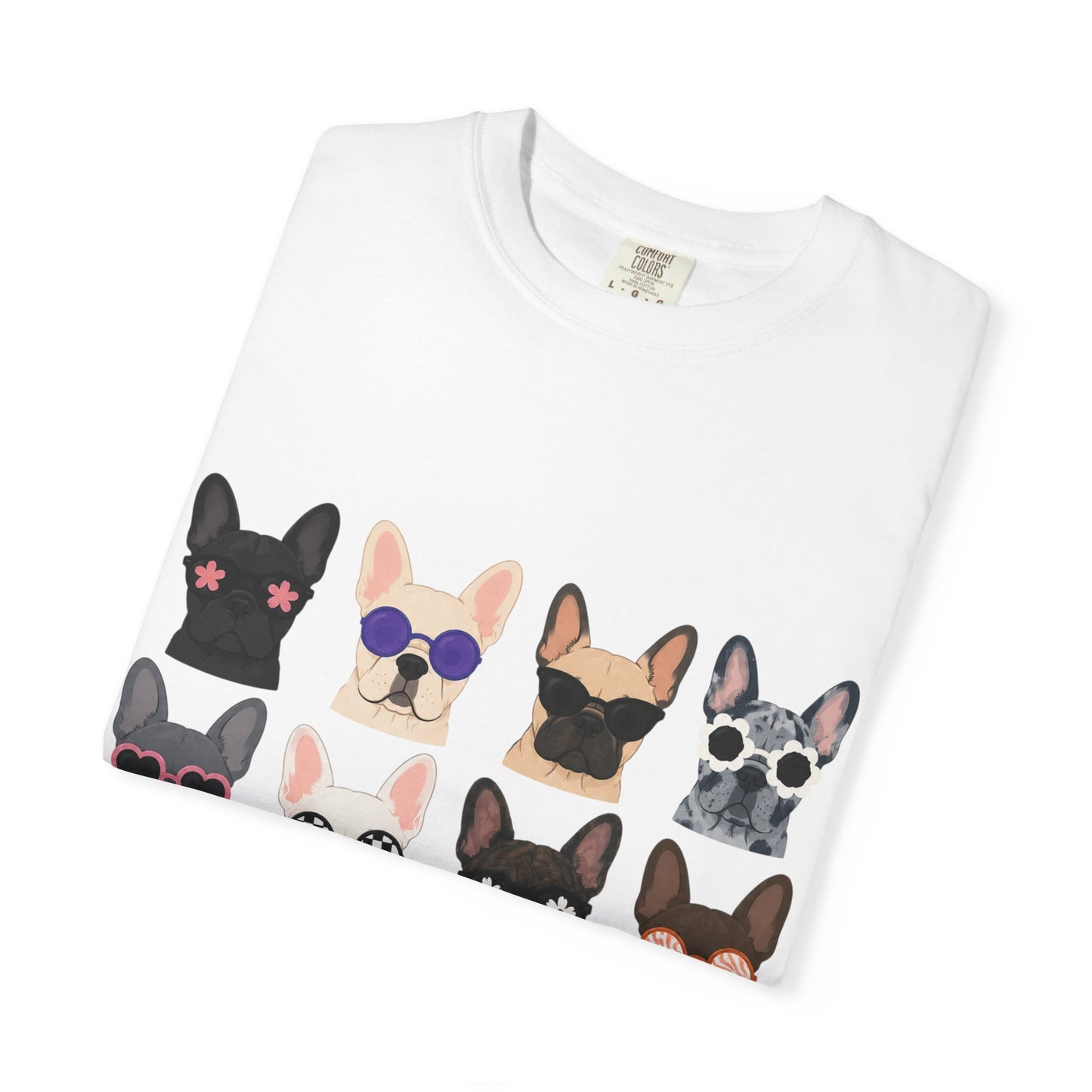 French Bulldog Sunglasses Shirt, Frenchie Faces Tee, Cute French Bulldog Shirt, Colorful Frenchie Dog Lover Gift, Dog Mom Graphic Tee