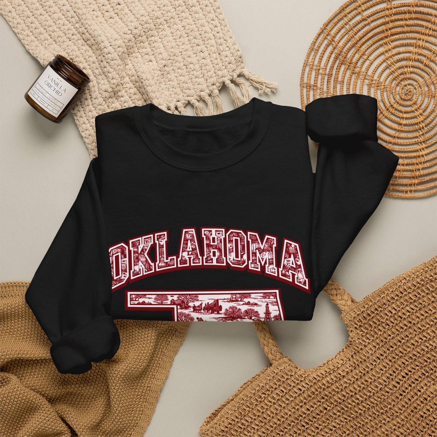 Oklahoma Football Sweatshirt, Oklahoma State Toile Crewneck, Crimson Game Day Sweatshirt, Oklahoma Fan Gift, Vintage Football Crewneck, sooner