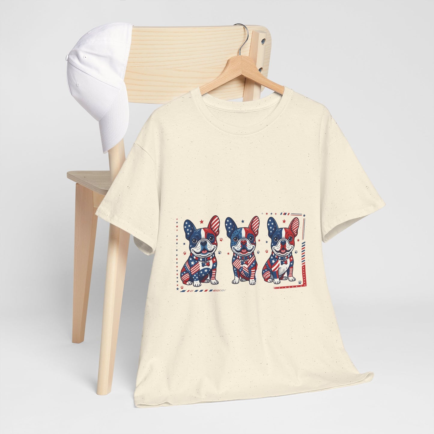 Patriotic French Bulldog Shirt, American Flag Frenchie Trio Tee, Fourth of July Dog Lover Shirt, USA French Bulldog Gift, Frenchie Mom Shirt
