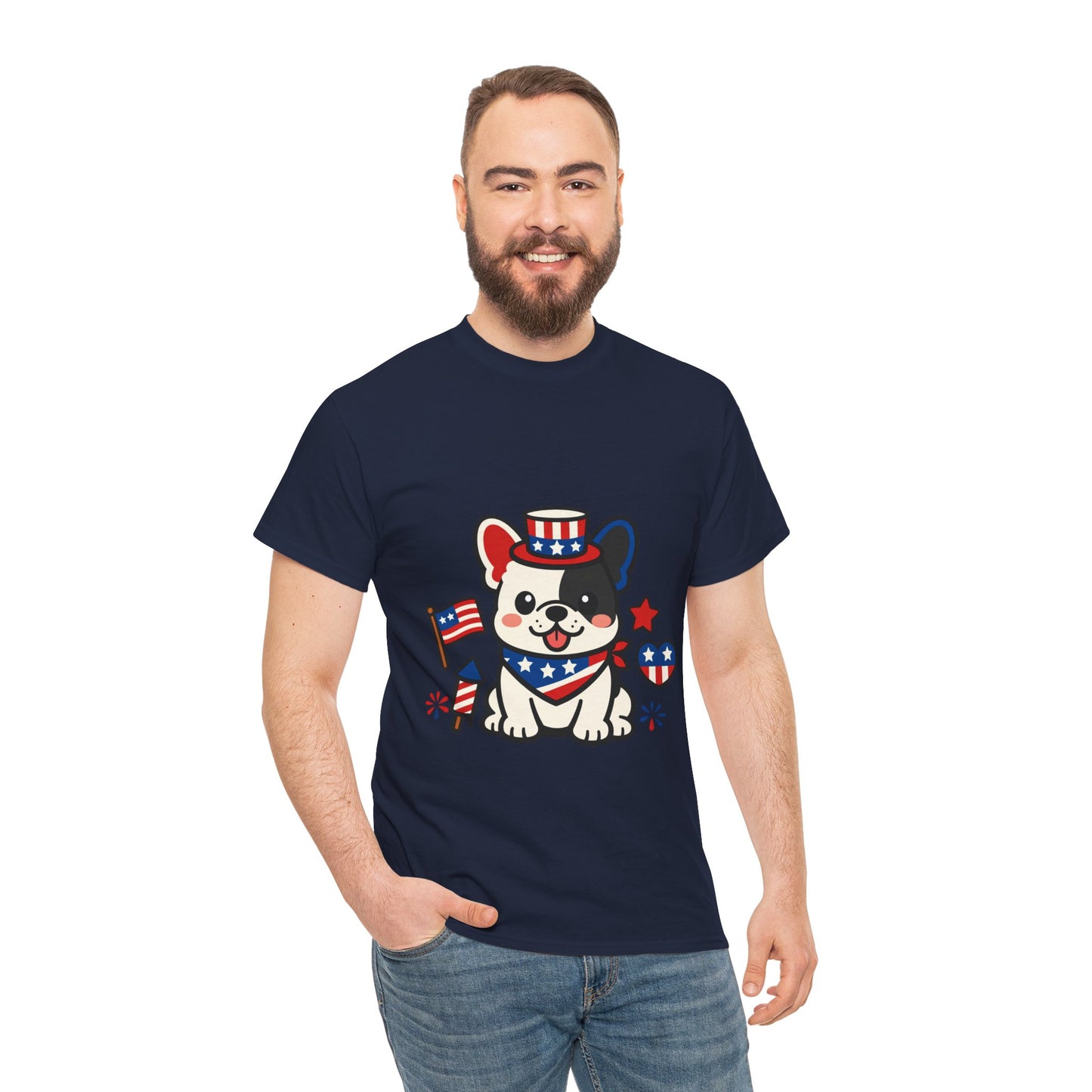 Cute Patriotic French Bulldog Shirt, Kawaii frenchie Fourth of July Tee, American Flag Puppy Shirt, USA Dog Lover Gift, Patriotic Frenchie
