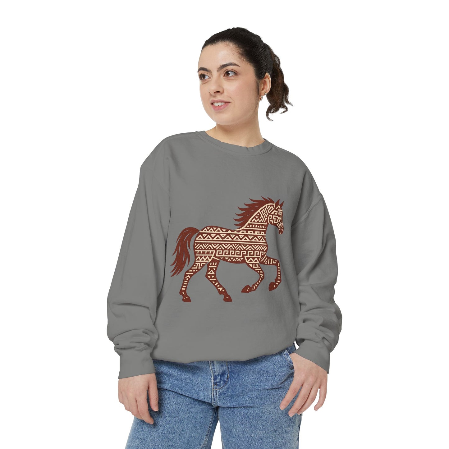 Oklahoma Football Sweatshirt | Aztec Horse Inspired Pullover | Western Game Day Crewneck | Rustic Oklahoma Pride Sweater