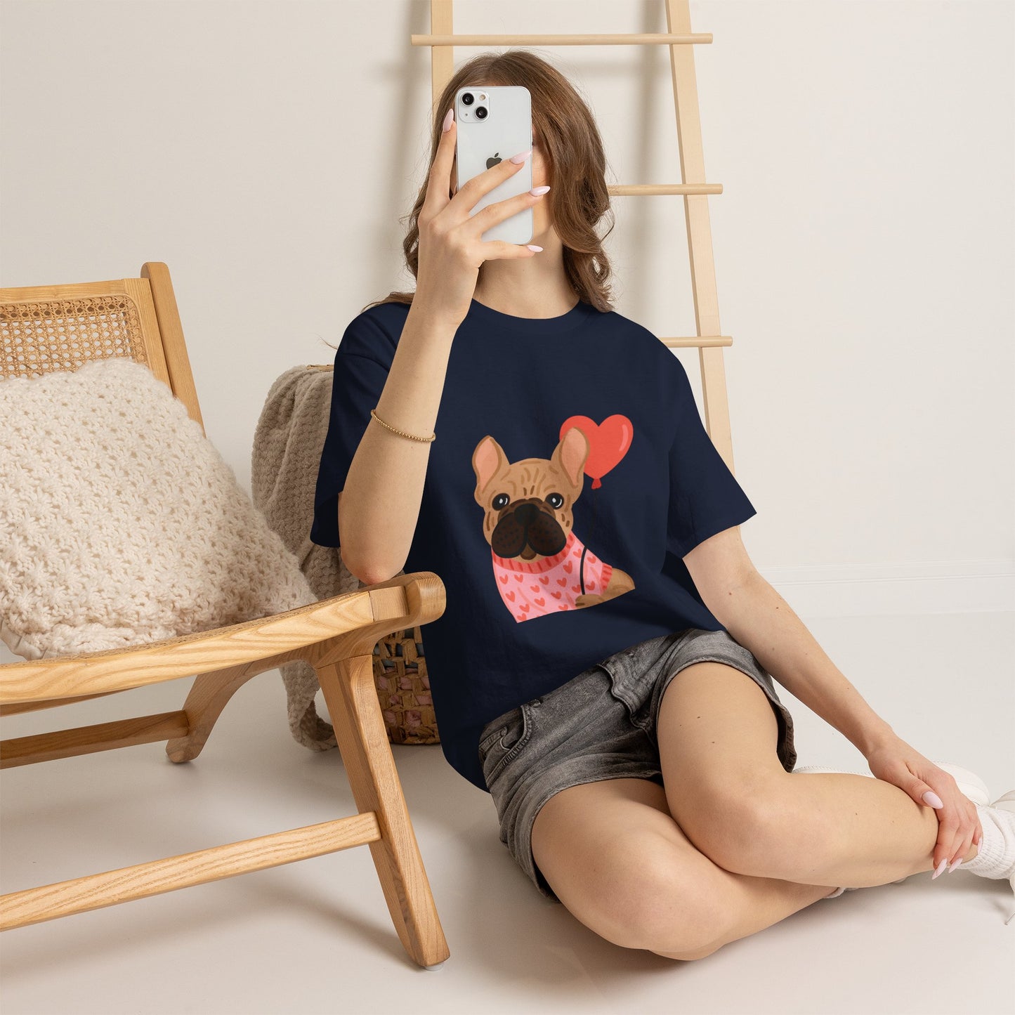 Valentine French Bulldog Shirt, Cute Frenchie Heart Balloon Tee, French Bulldog Valentine Gift, Dog Mom Valentine’s Shirt, Frenchie Love Tee