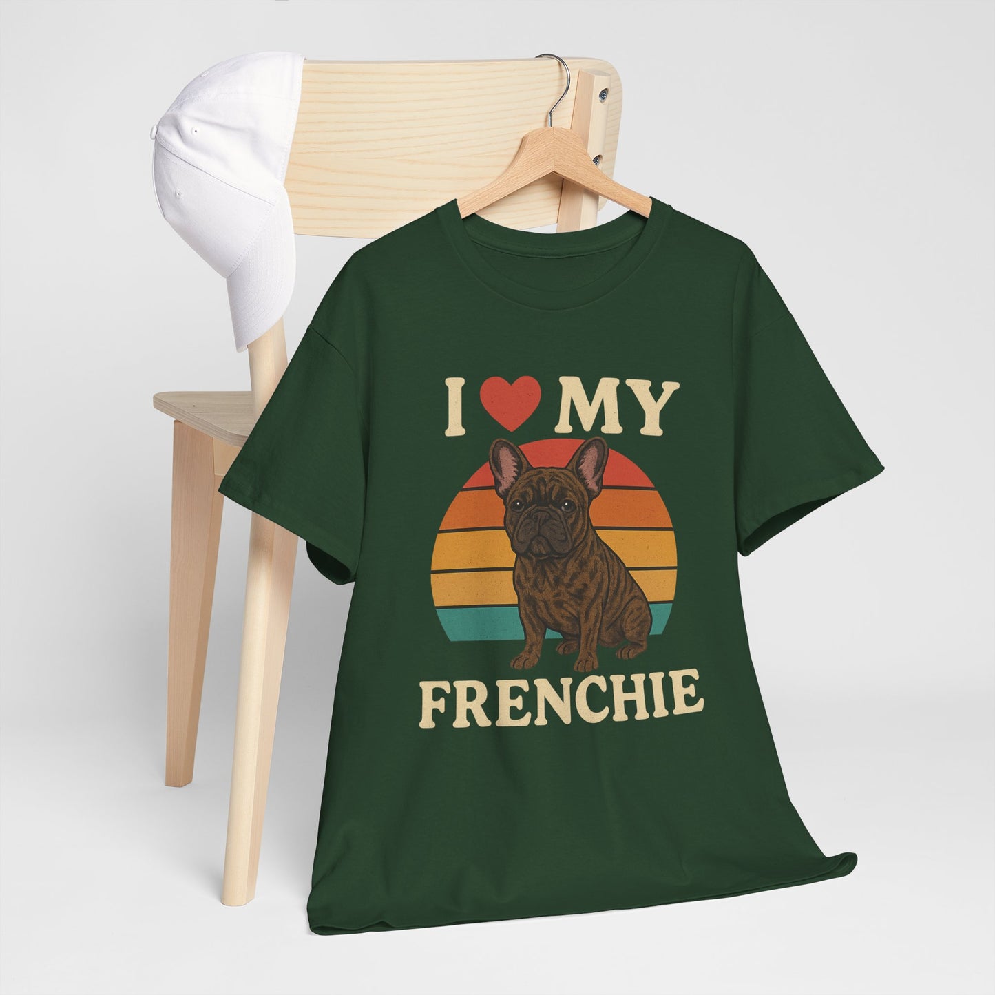 I Love My Frenchie T-Shirt | Retro French Bulldog Tee | Vintage Dog Lover Gift | Frenchie Mom & Dad Shirt | Brindle Bulldog Graphic Top