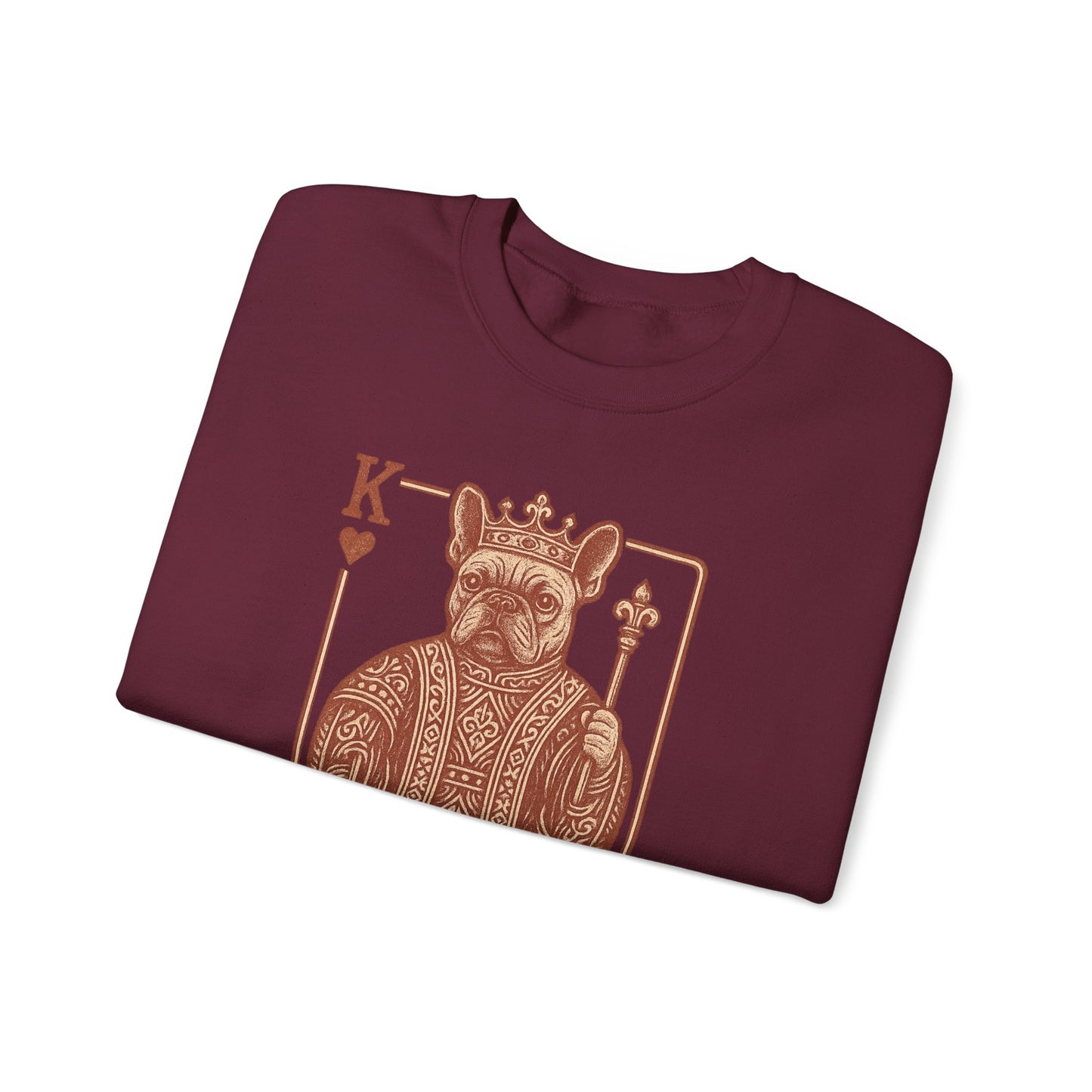 King French Bulldog Sweatshirt, Frenchie Playing Card Crewneck, Royal French Bulldog Pullover, King of Hearts Frenchie Sweatshirt, Vintage Dog Lover Gift