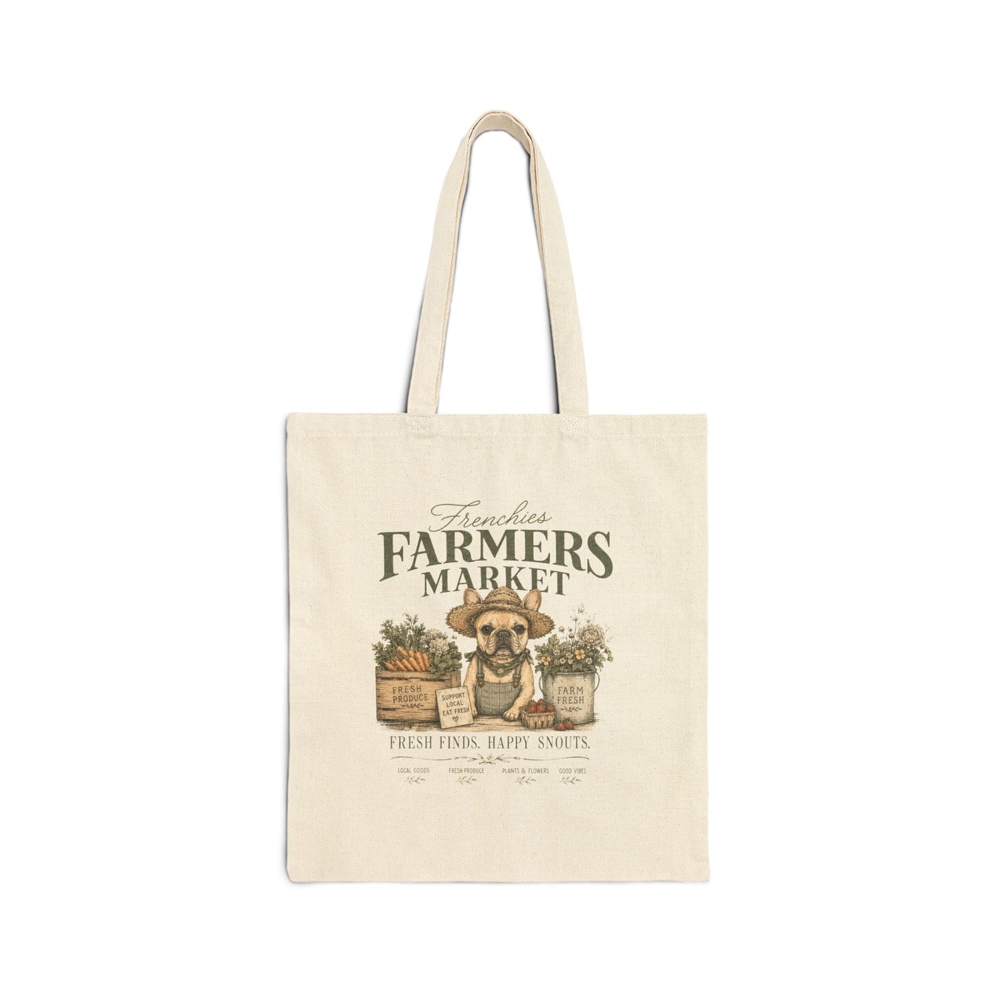 French Bulldog Farmers Market Tote Bag, Frenchie Canvas Tote, Reusable Grocery Bag, Dog Lover Gift, Farmers Market Bag, Eco Friendly Tote, Frenchie Mom Gift
