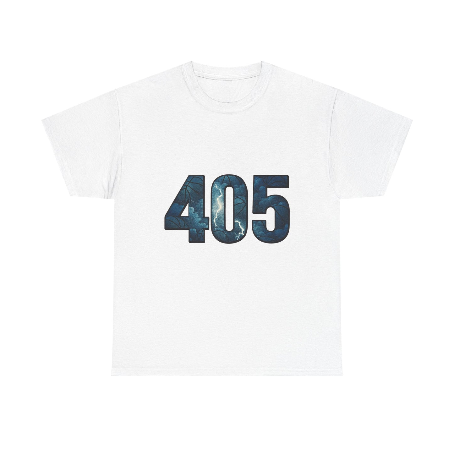 405 Thunder Lightning Tee | OKC Basketball Shirt | Oklahoma Area Code Shirt | Orange & Blue Thunder Fan Graphic Tee | Local Pride Shirt