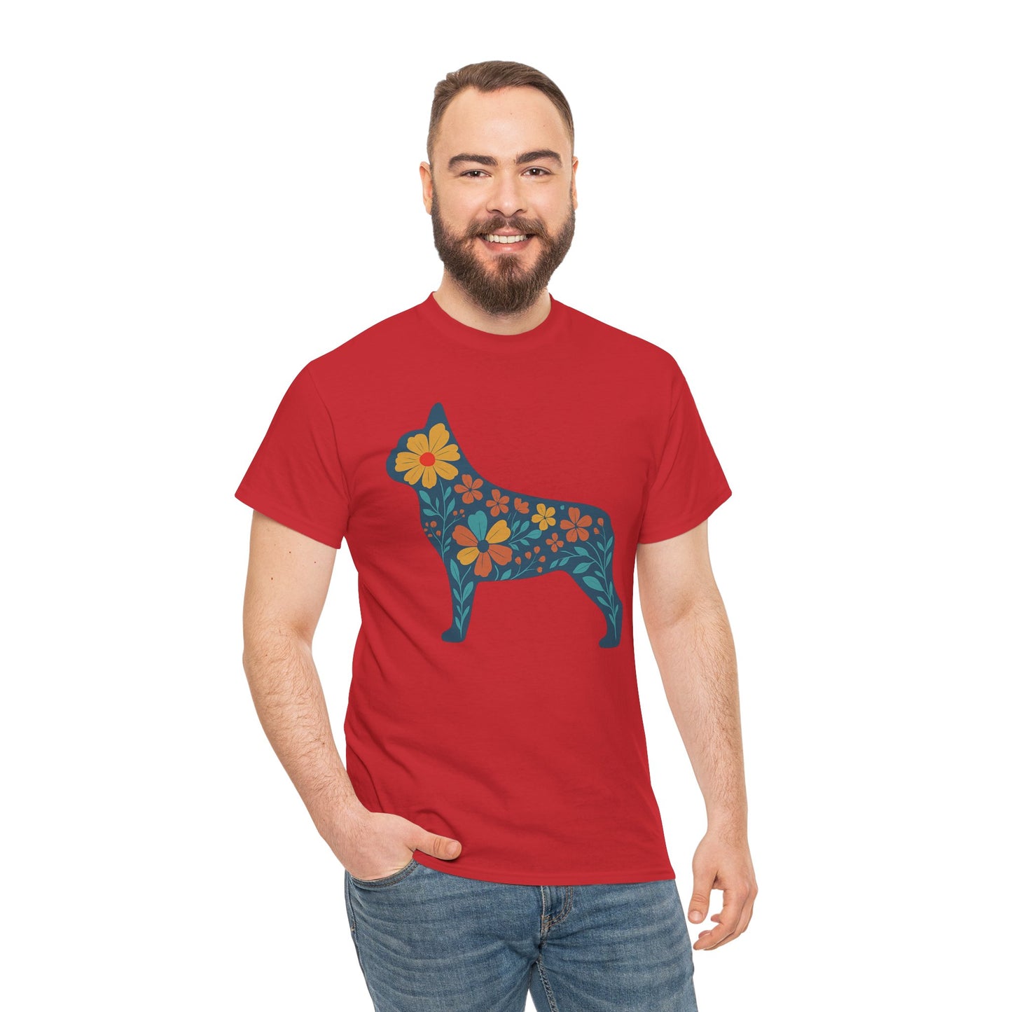 Floral Frenchie T-Shirt | Bright Flower French Bulldog Tee | Cute Dog Lover Shirt | Retro Pet Mom Gift | Boho Botanical Frenchie Graphic Tee
