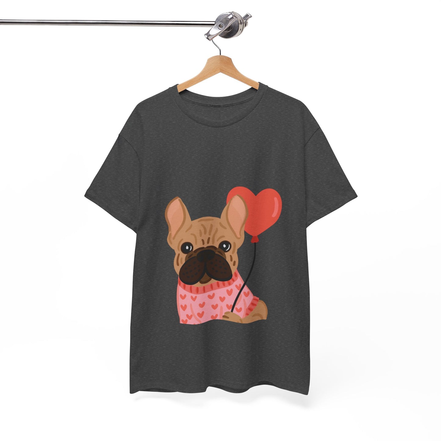 Valentine French Bulldog Shirt, Cute Frenchie Heart Balloon Tee, French Bulldog Valentine Gift, Dog Mom Valentine’s Shirt, Frenchie Love Tee