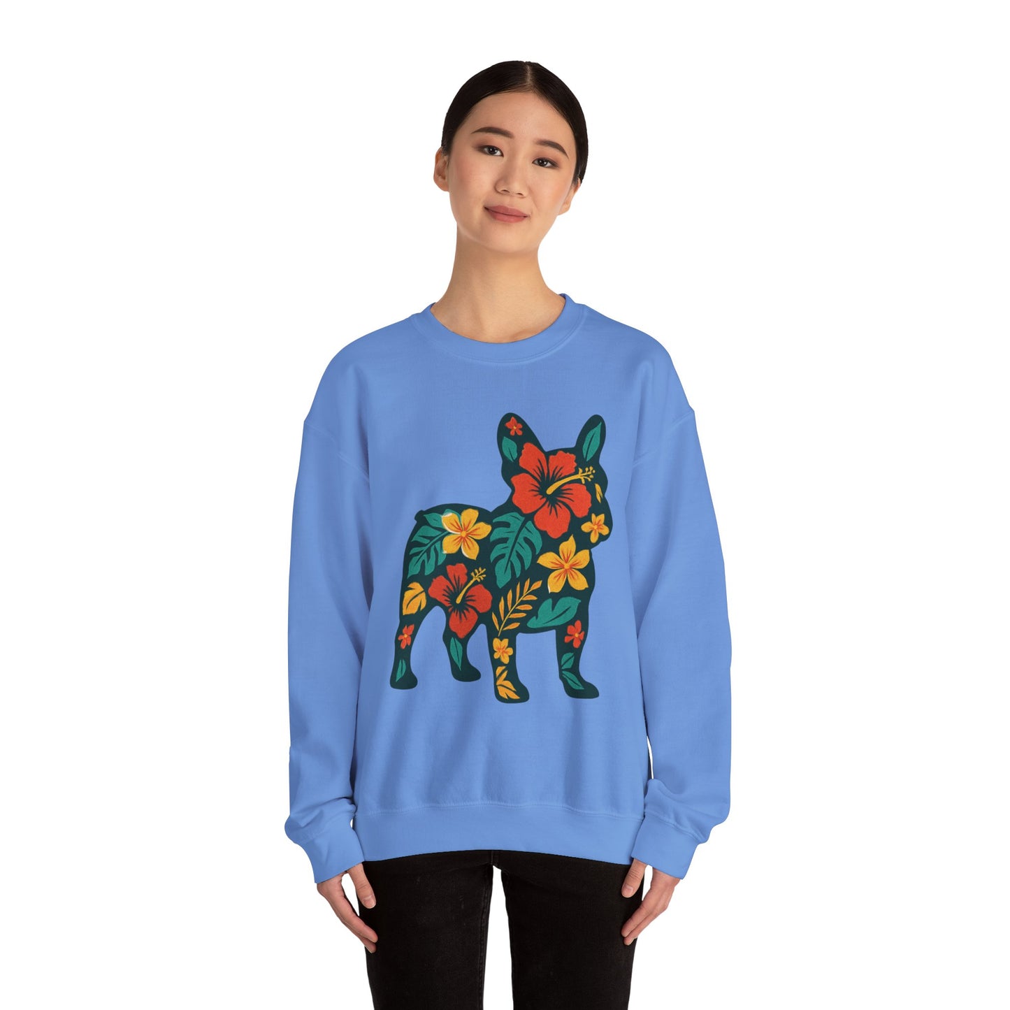 Hawaiian French Bulldog Sweatshirt | Tropical Floral Frenchie Sweater | Summer Dog Lover Gift | Cute Floral Frenchie Pullover