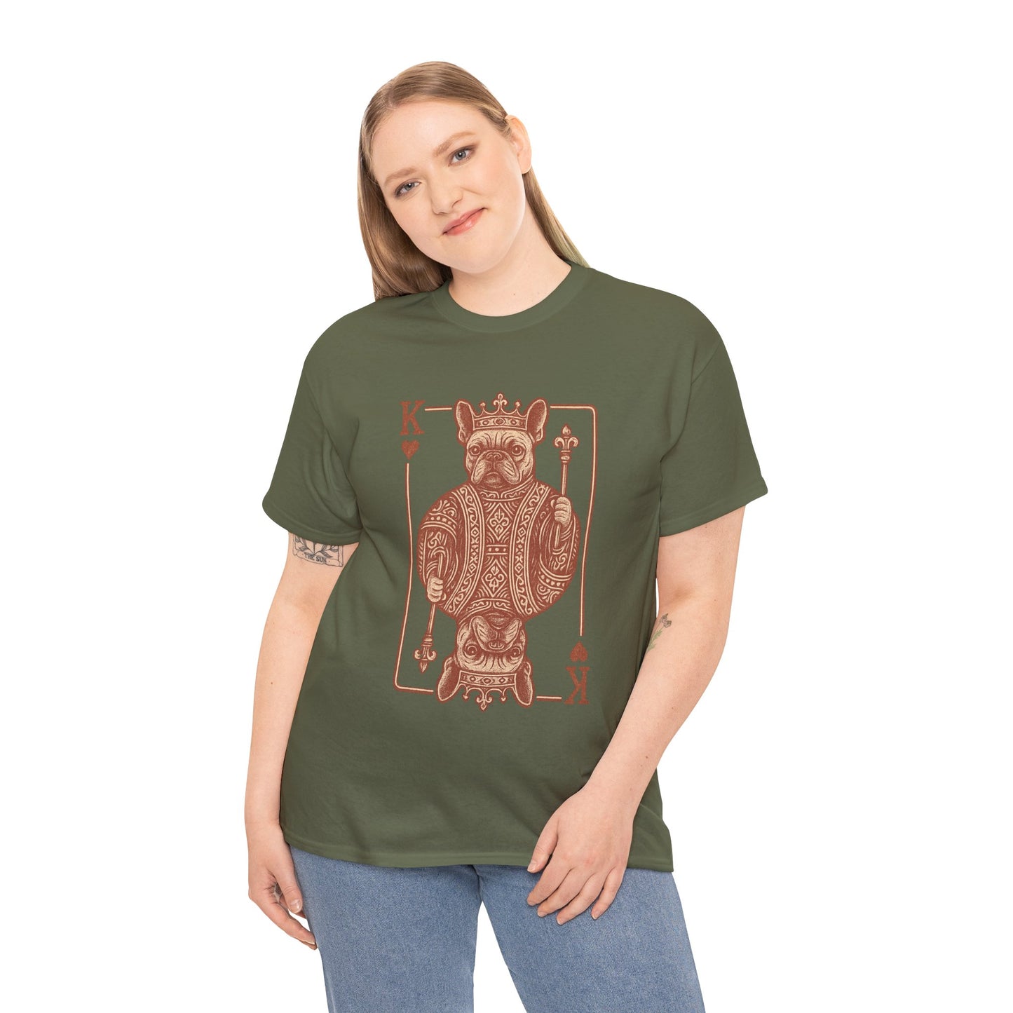 King French Bulldog Shirt, Frenchie Playing Card Tee, Royal Frenchie T-Shirt, Vintage French Bulldog Graphic Shirt, Dog Lover Gift, King of Hearts Frenchie Tee