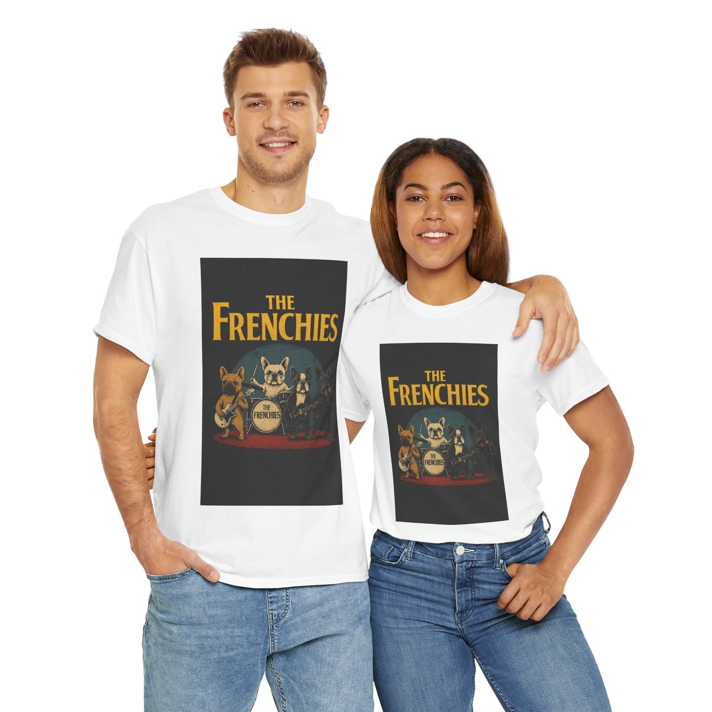 The Frenchies Band T-Shirt | Retro French Bulldog Graphic Tee | Funny Dog Lover Gift | Vintage Concert Style Frenchie Shirt