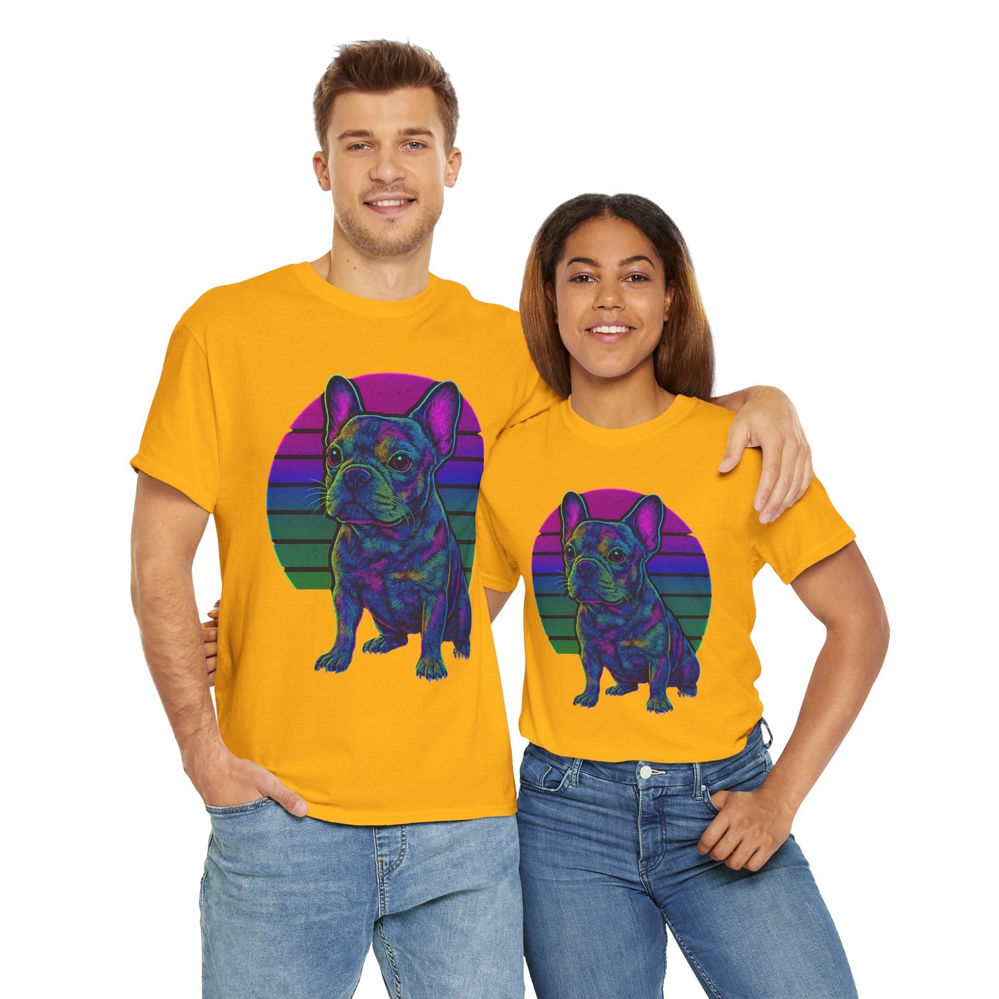 Neon French Bulldog T-Shirt | Retro 80s Frenchie Tee | Colorful Dog Lover Shirt | Electric Frenchie Gift for Men & Women