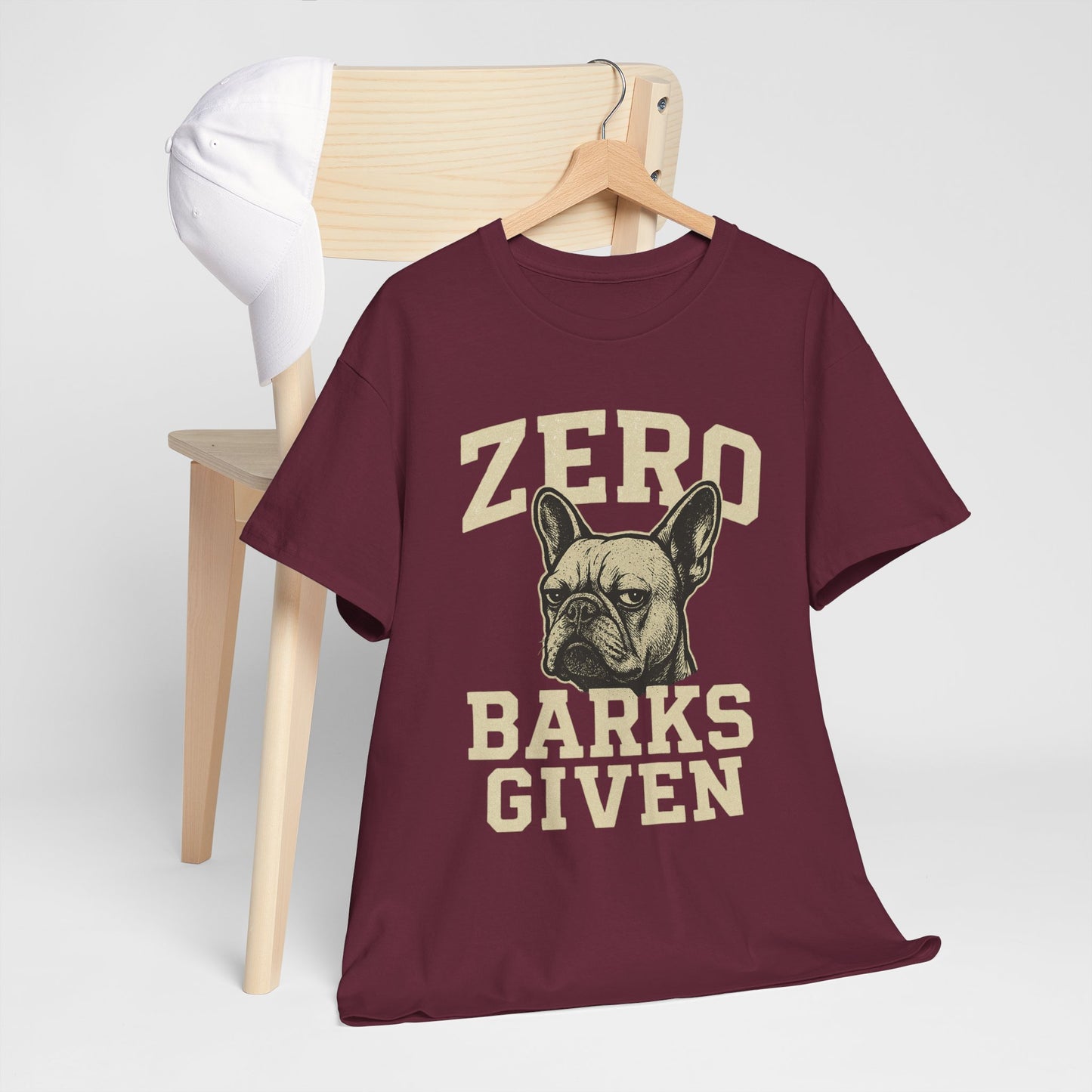 Zero Barks Given Frenchie T-Shirt – Funny French Bulldog Tee, Grumpy Dog Humor Shirt, Frenchie Lover Gift, Dog Mom Graphic Tee, Vintage Style Dog Shirt