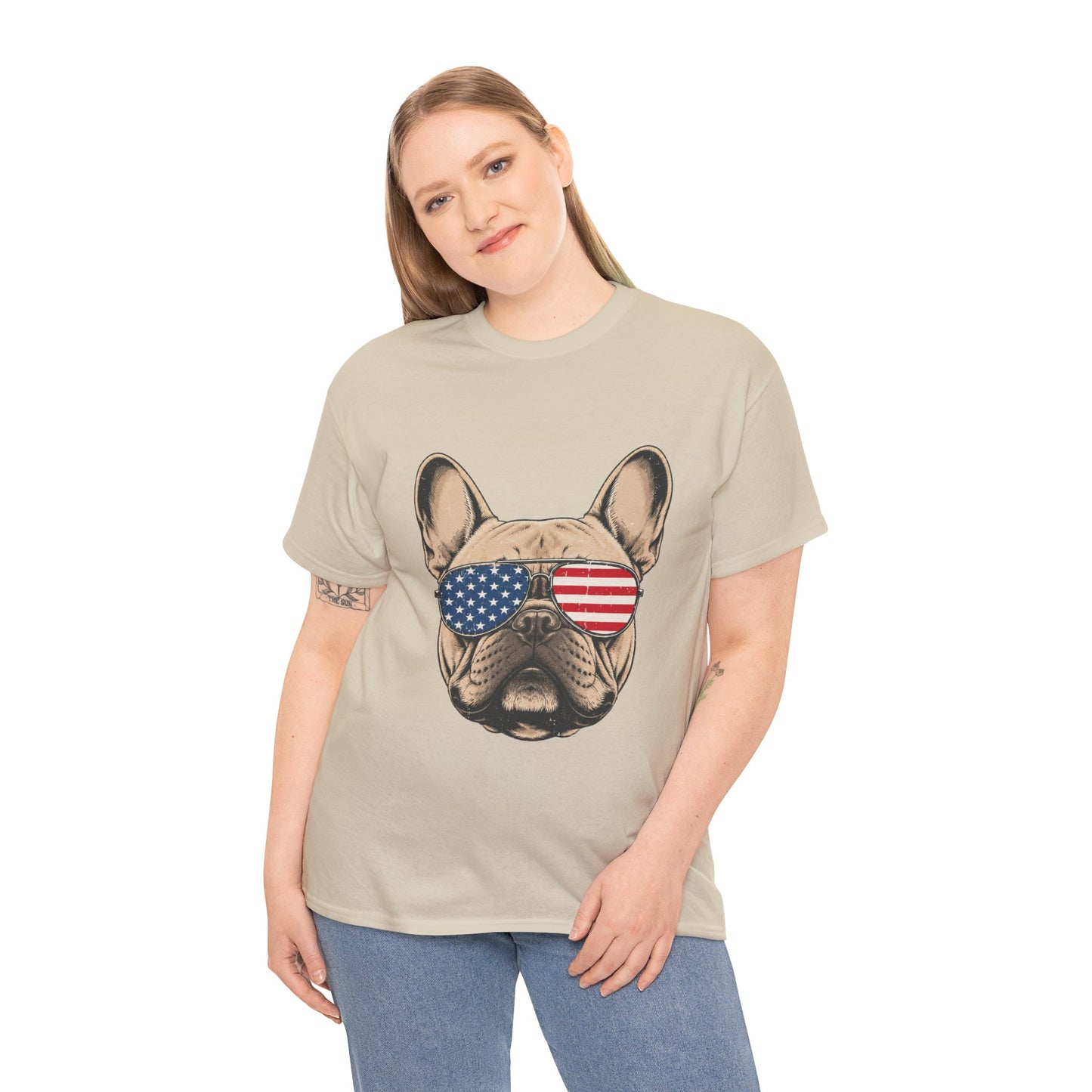 Patriotic French Bulldog Shirt, American Flag Sunglasses Frenchie Tee, Fourth of July Dog Lover Shirt, USA French Bulldog Gift