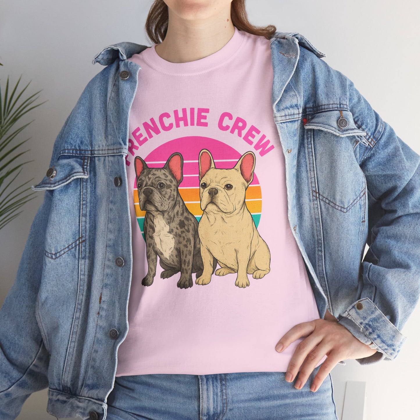 Frenchie Crew T-Shirt | Retro French Bulldog Tee | Merle & Cream Frenchie Dog Lover Shirt | Cute Gift for Frenchie Moms & Dads