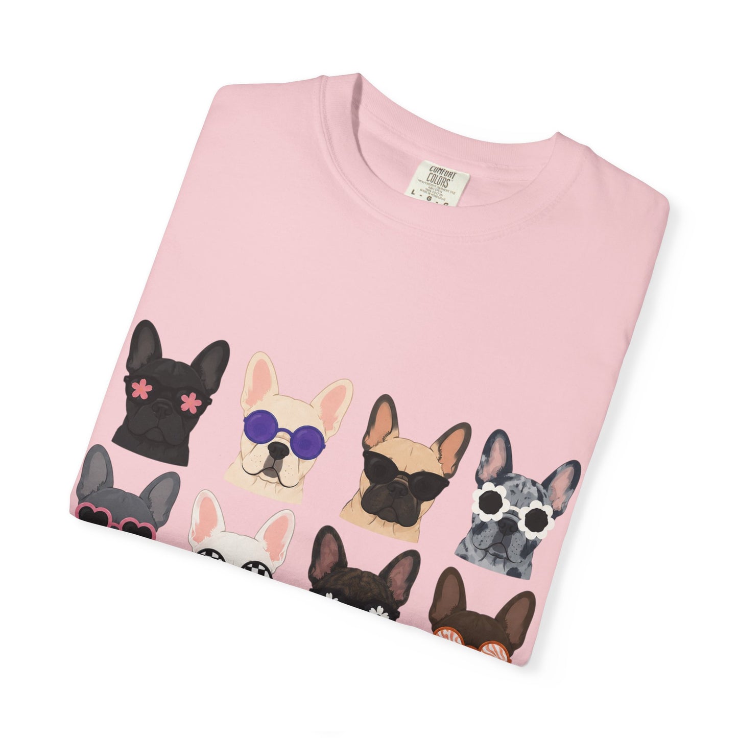 French Bulldog Sunglasses Shirt, Frenchie Faces Tee, Cute French Bulldog Shirt, Colorful Frenchie Dog Lover Gift, Dog Mom Graphic Tee