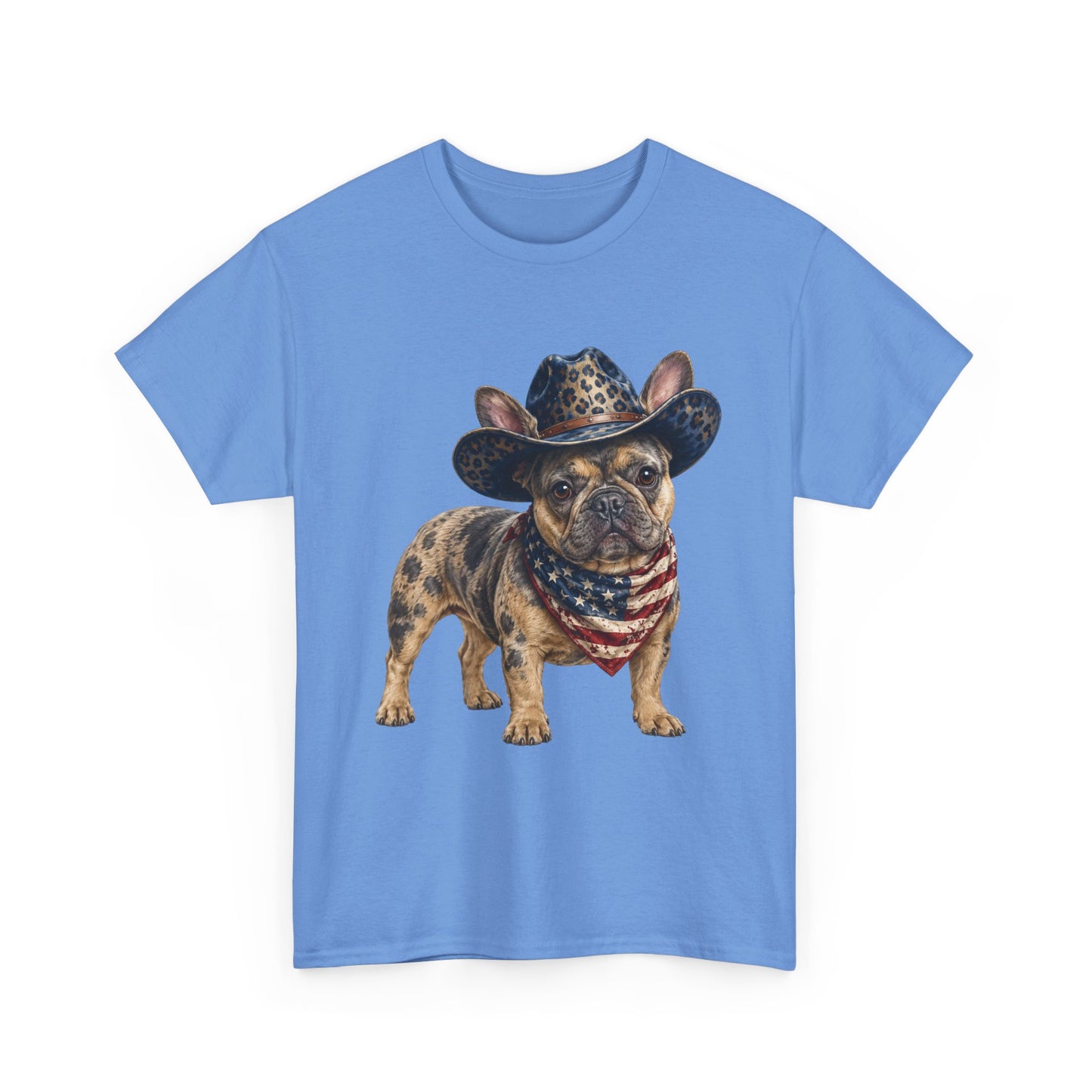 Patriotic Merle French Bulldog Shirt, Cowboy Frenchie Tee, American Flag Bandana Dog Shirt, Fourth of July French Bulldog Gift