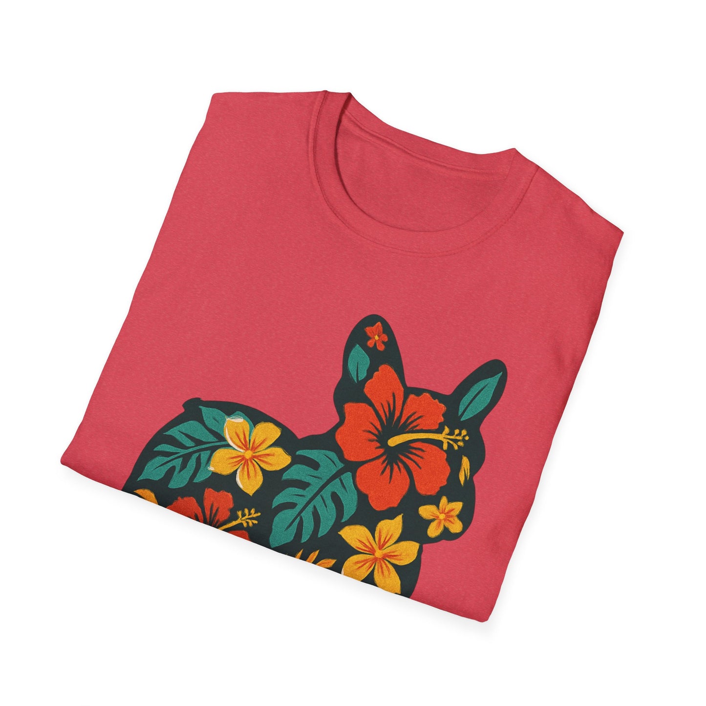Hawaiian Frenchie Shirt | Floral French Bulldog T-Shirt | Tropical Dog Lover Tee | Cute Summer Frenchie Gift | Hibiscus Dog Silhouette