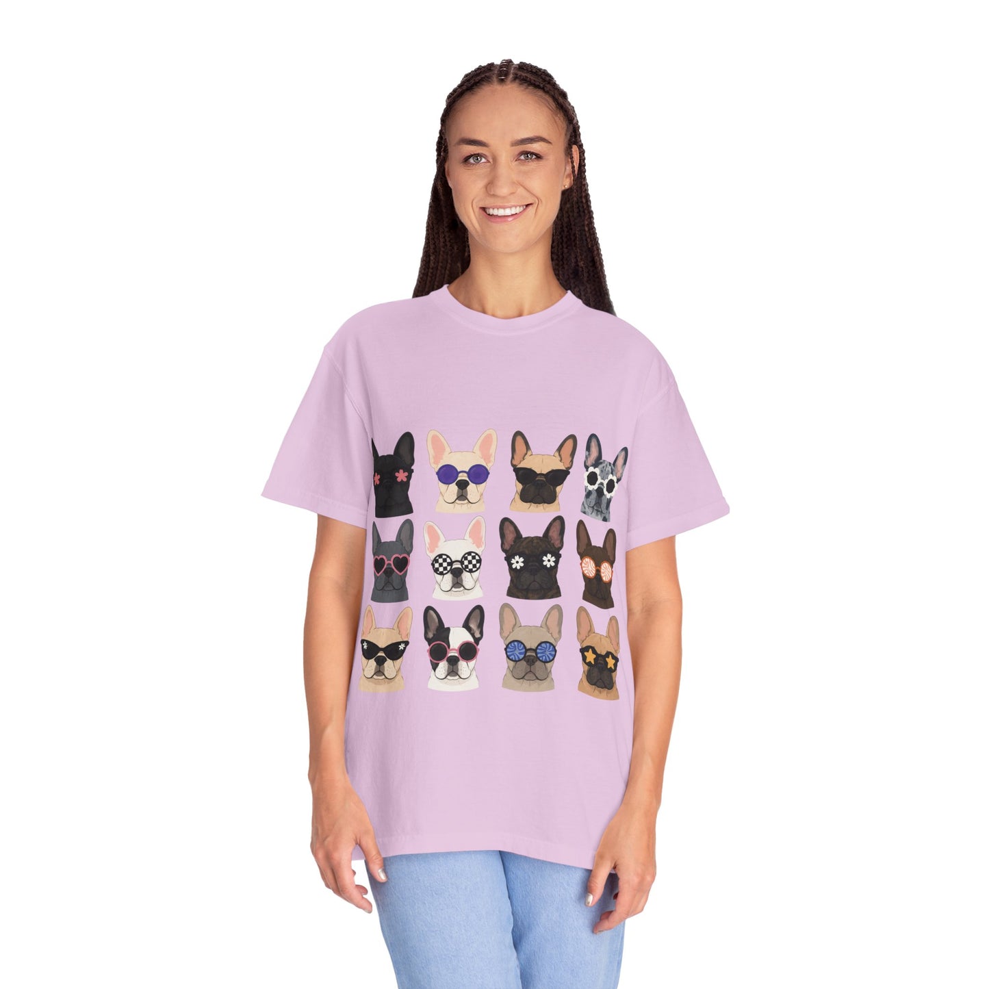 French Bulldog Sunglasses Shirt, Frenchie Faces Tee, Cute French Bulldog Shirt, Colorful Frenchie Dog Lover Gift, Dog Mom Graphic Tee