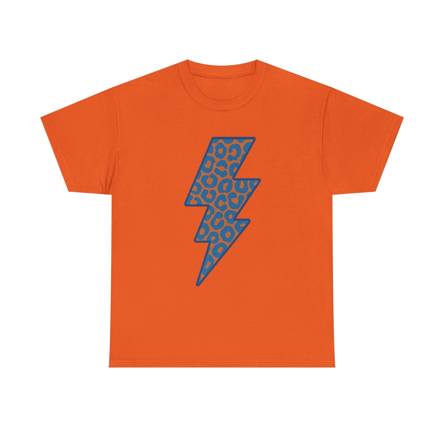 Blue Leopard Lightning Bolt T-Shirt | OKC Thunder Inspired Shirt | Orange & Blue Game Day Tee | Retro Lightning Graphic