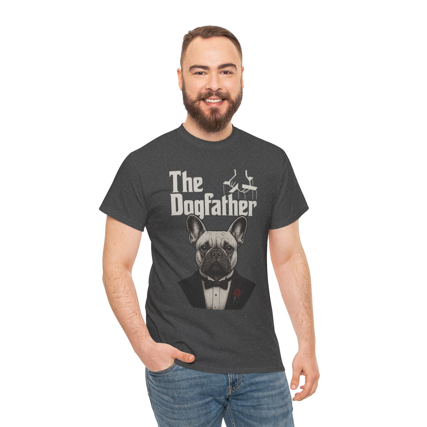 The Dogfather French Bulldog T-Shirt | Funny Dog Dad Tee | Frenchie Lover Gift | Mafia Style Pet Parent Graphic Shirt