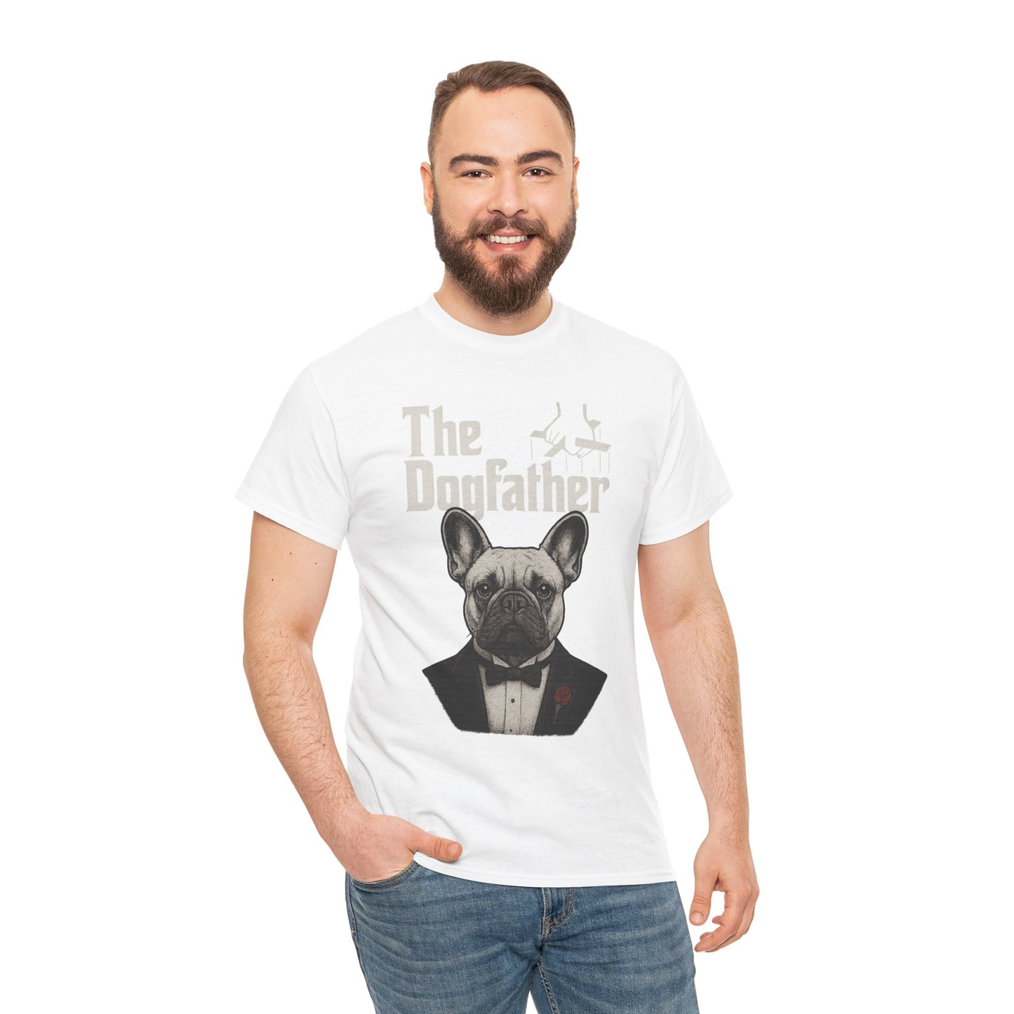The Dogfather French Bulldog T-Shirt | Funny Dog Dad Tee | Frenchie Lover Gift | Mafia Style Pet Parent Graphic Shirt