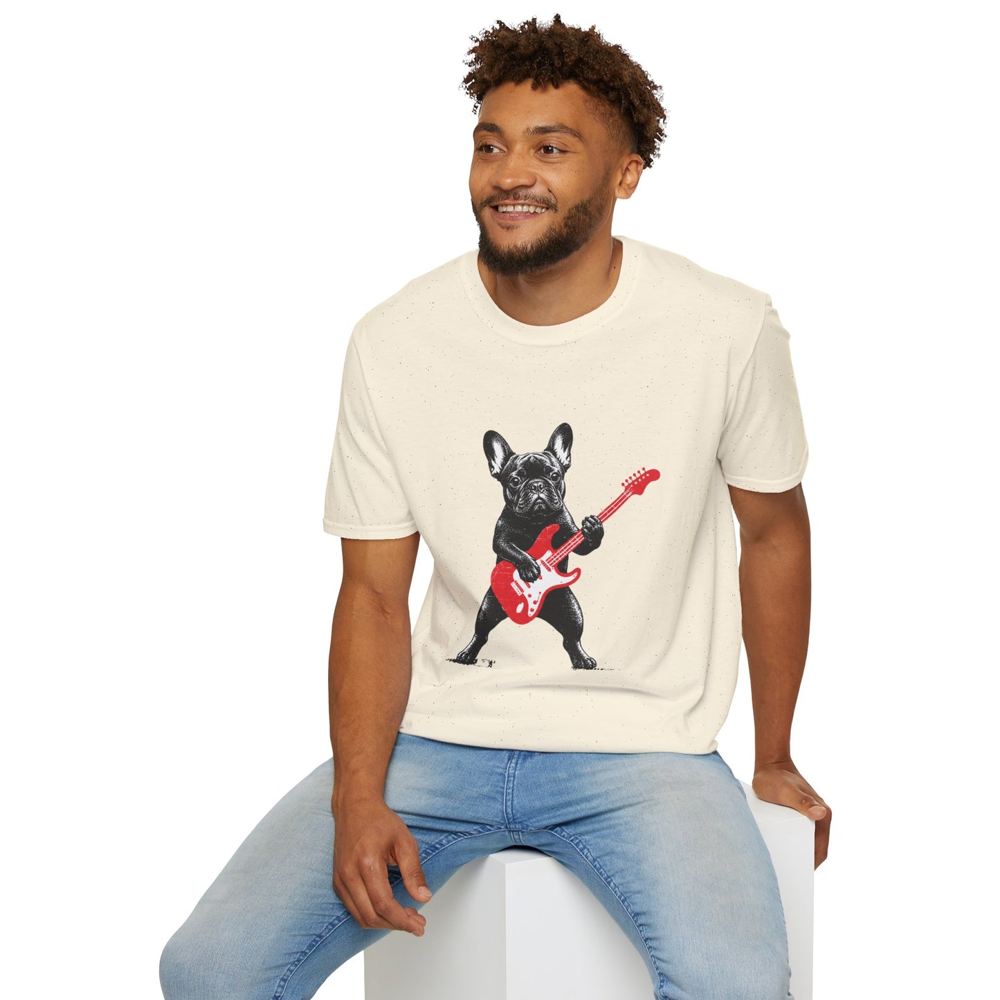 French Bulldog Guitar Shirt, Rocker Frenchie Tee, Frenchie Guitar T-Shirt, Music Lover Dog Shirt, Rock and Roll French Bulldog Gift, Guitar Player Frenchie Tee