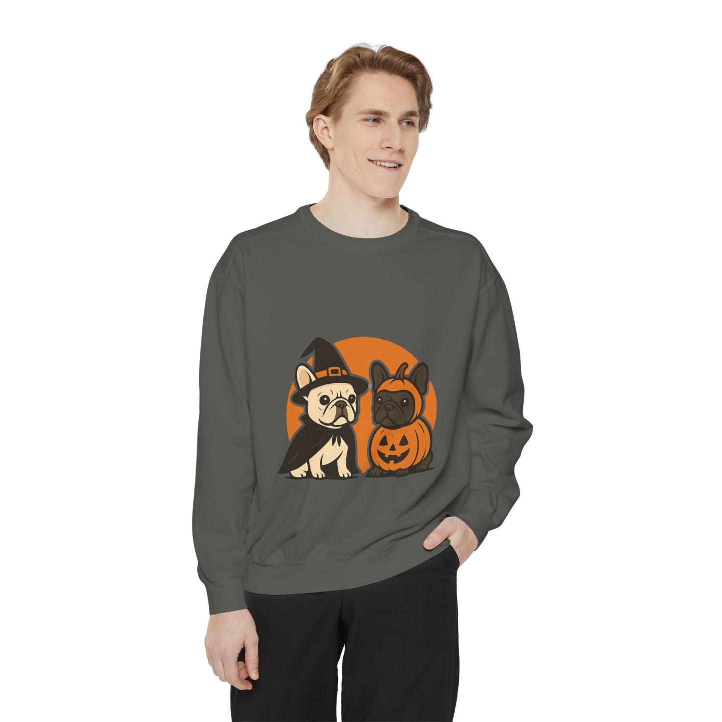 French Bulldog Halloween Sweatshirt | Spooky Frenchie Pullover | Witch Dog Lover Crewneck | Cute Pumpkin Fall Sweater