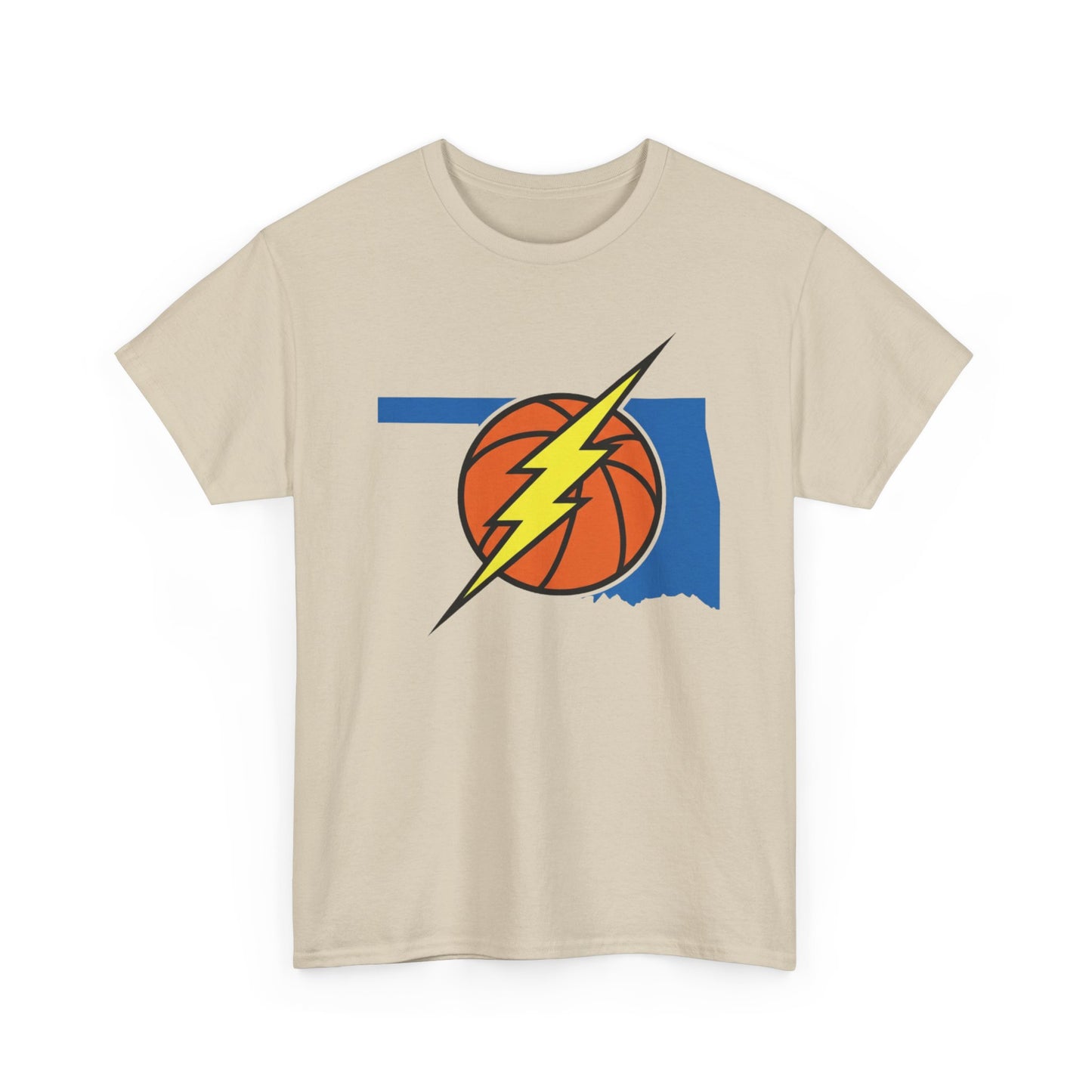 Oklahoma Lightning Basketball T-Shirt | OKC Basketball Inspired Shirt | Blue & Orange Game Day Tee | Oklahoma State Outline Graphic