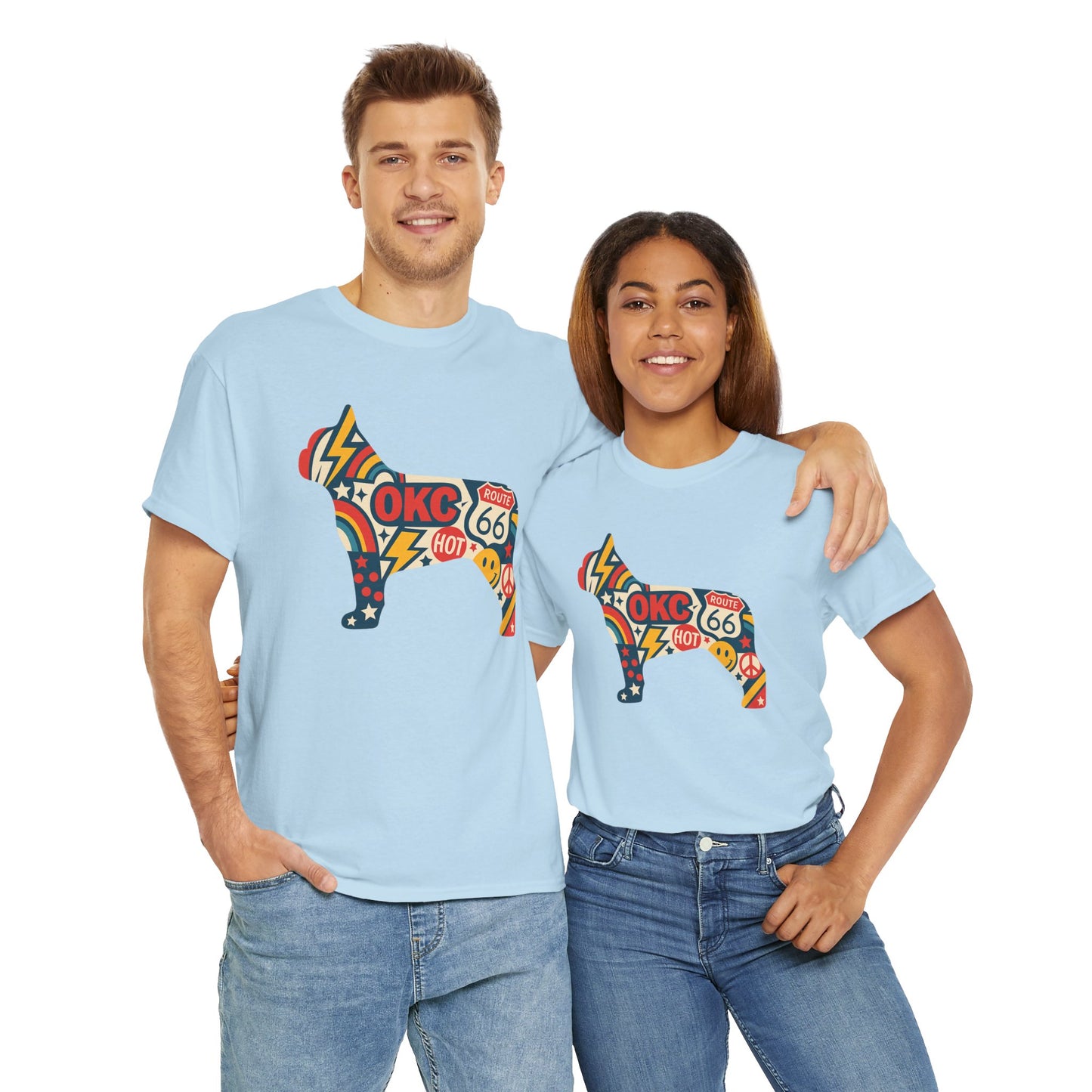 Oklahoma Route 66 French Bulldog T-Shirt | Retro OKC Frenchie Tee | Vintage Route 66 Dog Lover Shirt | Oklahoma Pride Gift for Frenchie Fans