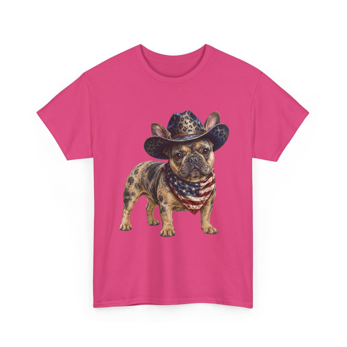 Patriotic Merle French Bulldog Shirt, Cowboy Frenchie Tee, American Flag Bandana Dog Shirt, Fourth of July French Bulldog Gift