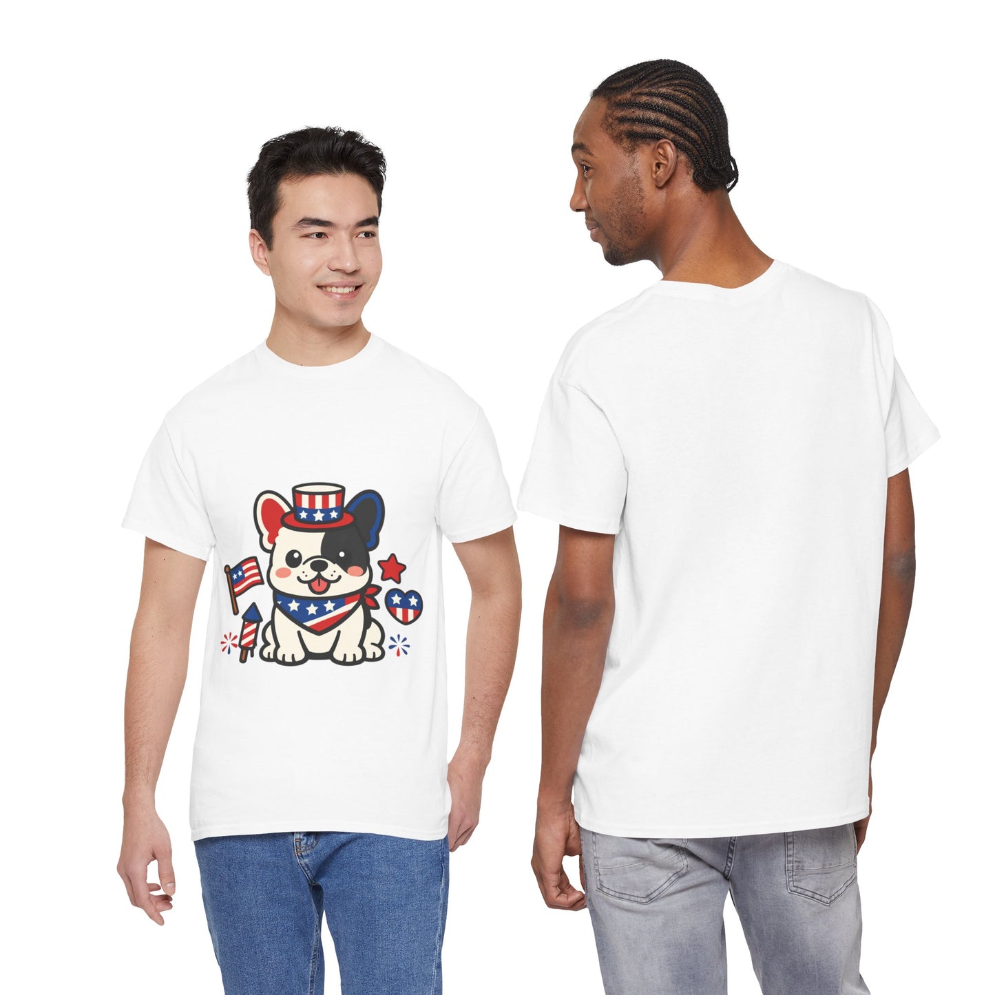 Cute Patriotic French Bulldog Shirt, Kawaii frenchie Fourth of July Tee, American Flag Puppy Shirt, USA Dog Lover Gift, Patriotic Frenchie