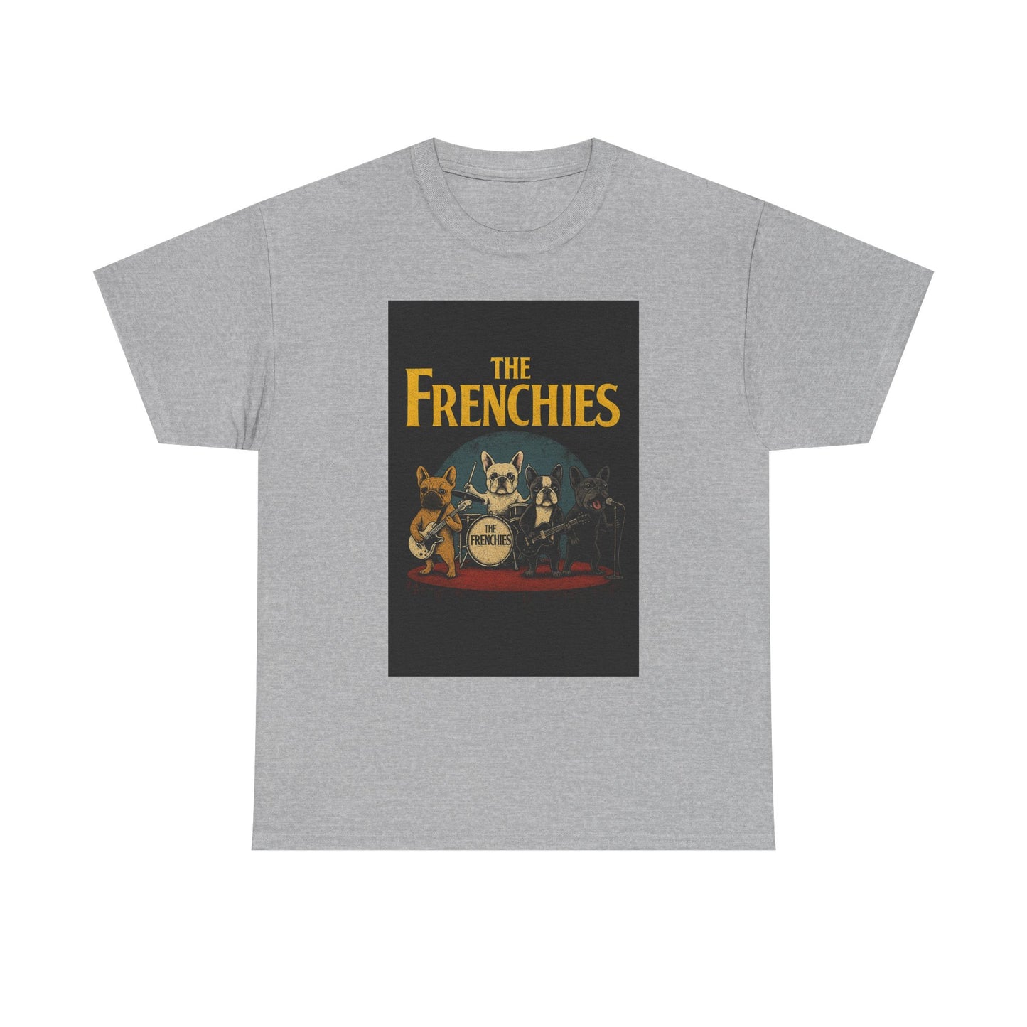 The Frenchies Band T-Shirt | Retro French Bulldog Graphic Tee | Funny Dog Lover Gift | Vintage Concert Style Frenchie Shirt