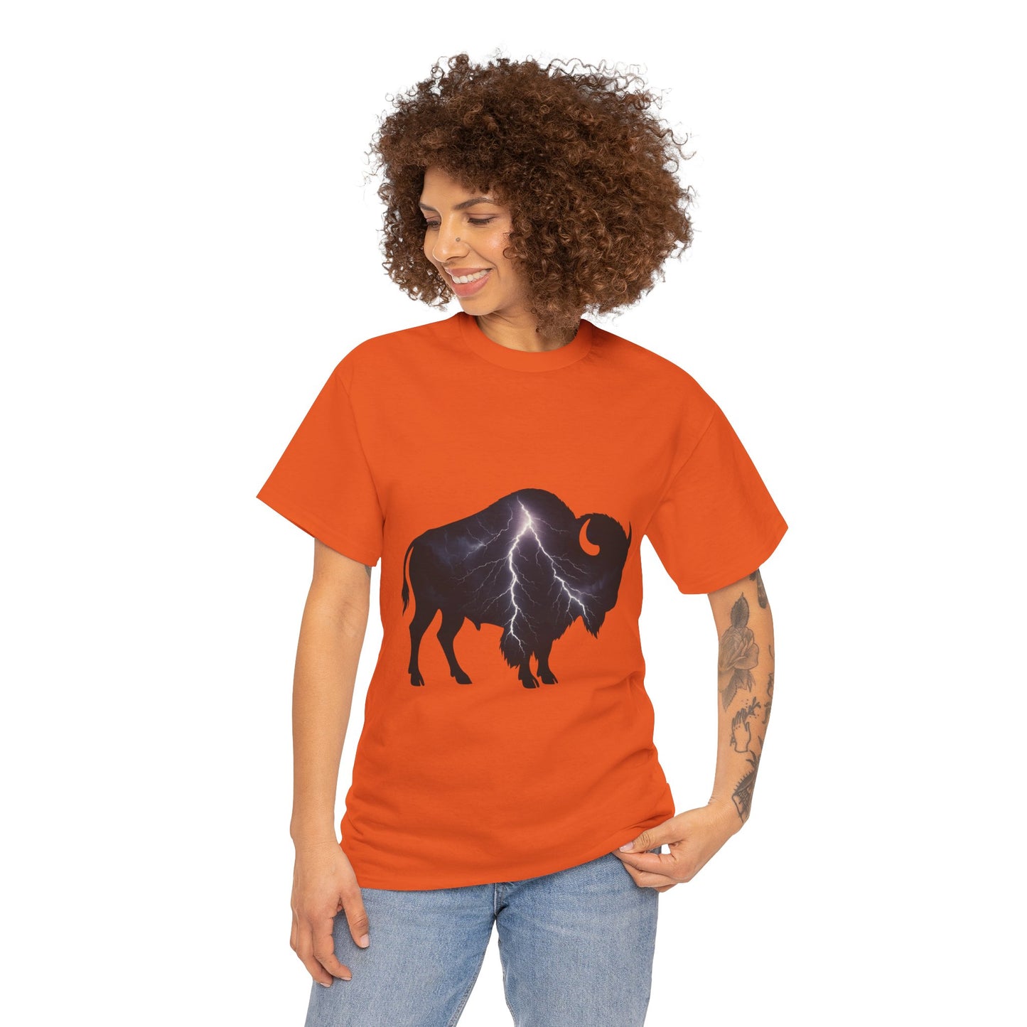 Lightning Bison T-Shirt – Oklahoma City Thunder-Inspired Tee, Electric Bison Graphic Shirt, OKC Basketball Fan Apparel