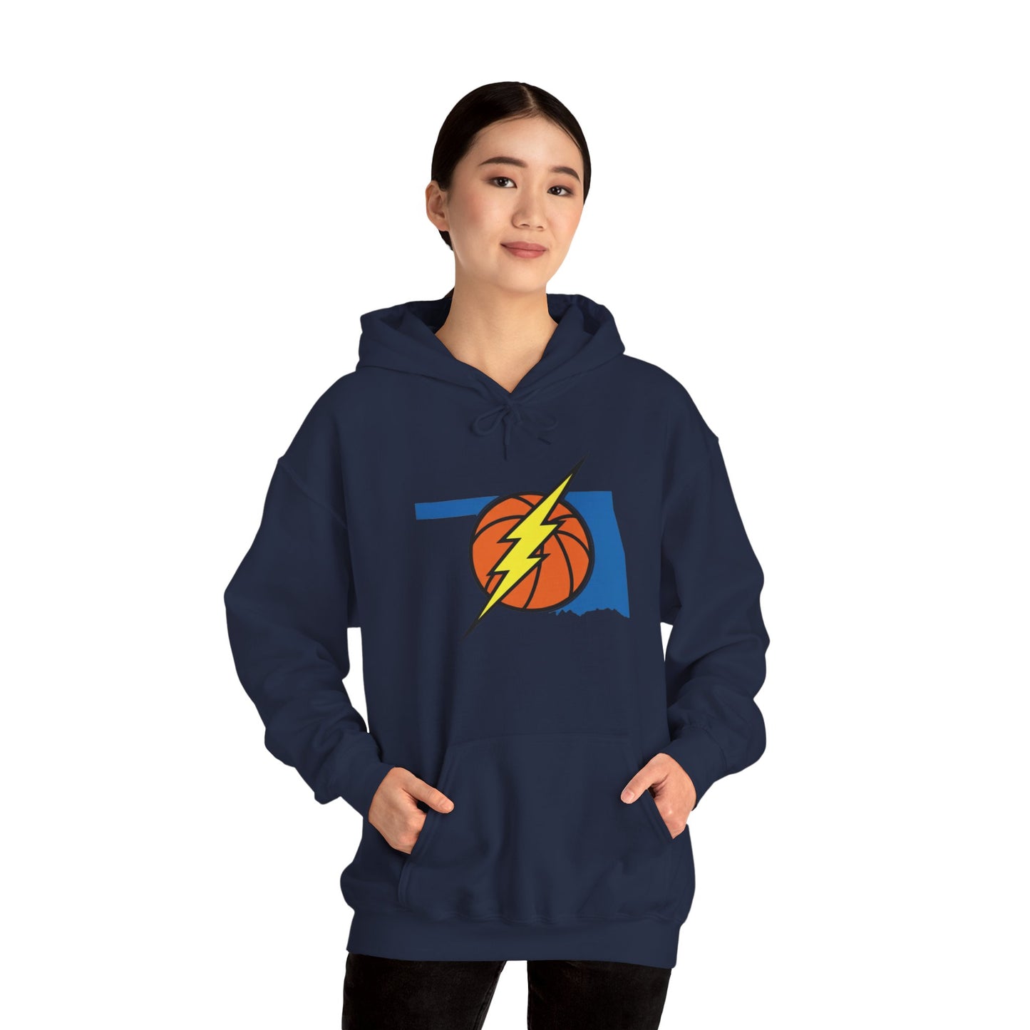 Oklahoma Basketball Lightning Hoodie | Thunder Fan Hoodie | Oklahoma Basketball Sweatshirt | Blue Orange Game Day Hoodie