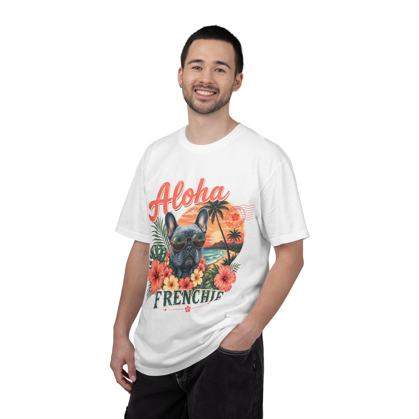 Aloha Frenchie T-Shirt — Hawaiian Sunset French Bulldog Tee