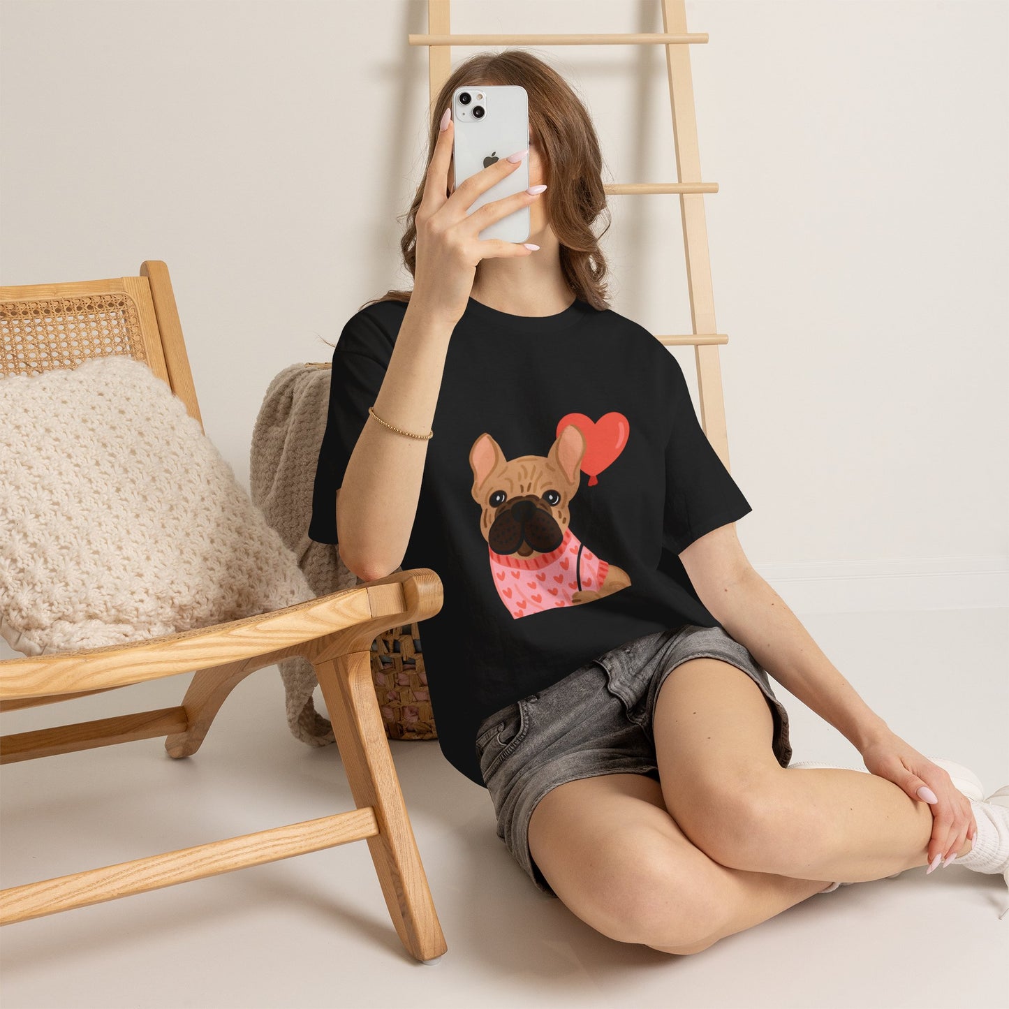 Valentine French Bulldog Shirt, Cute Frenchie Heart Balloon Tee, French Bulldog Valentine Gift, Dog Mom Valentine’s Shirt, Frenchie Love Tee